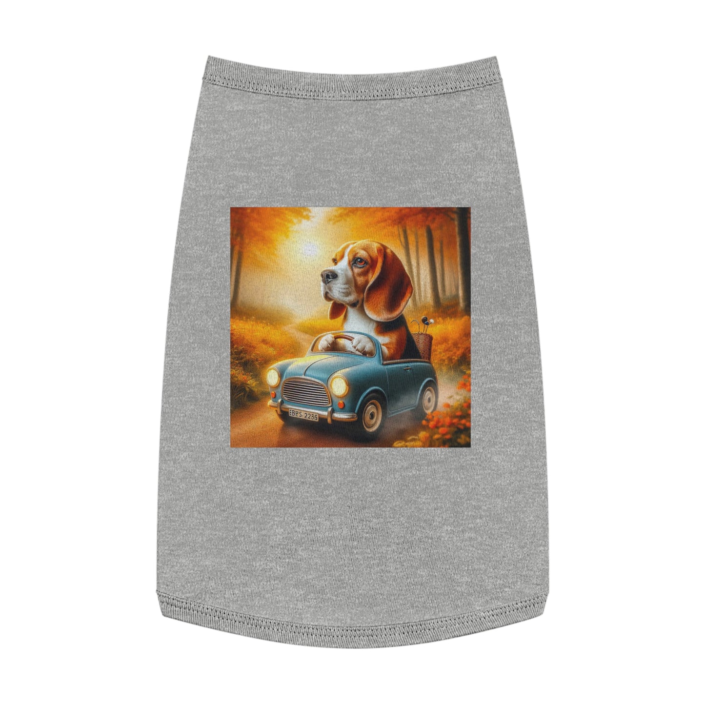 Pet Tank Top Wacky Beagle Dog In Tiny Car Pets Printify L Heather 