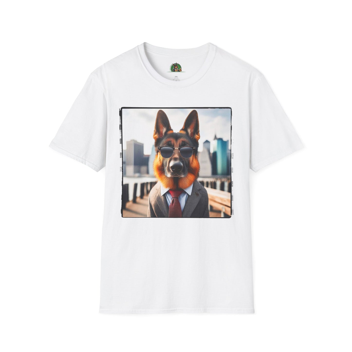 German Shepherd suit and tie shirt T-Shirt Printify White S