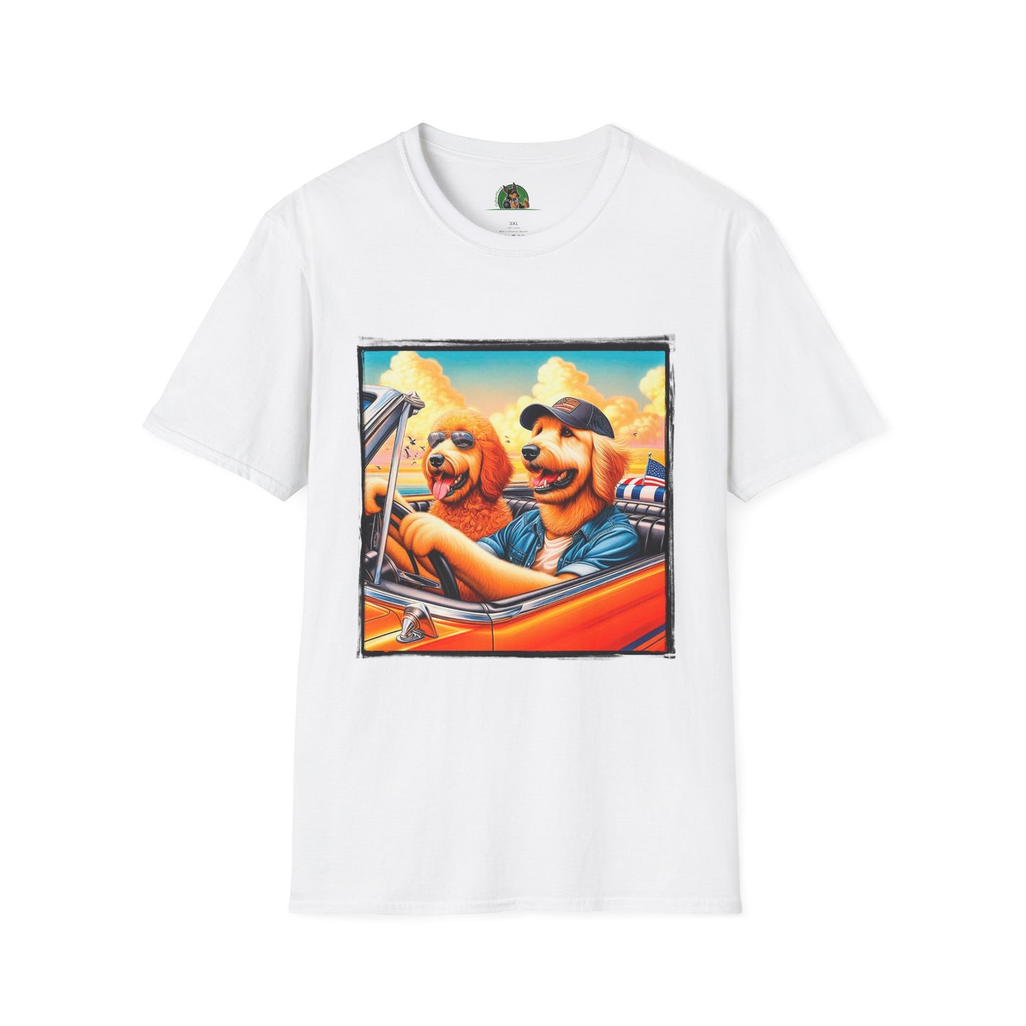 Wacky Golden Doodle driving frirnds T-Shirt Printify XS White