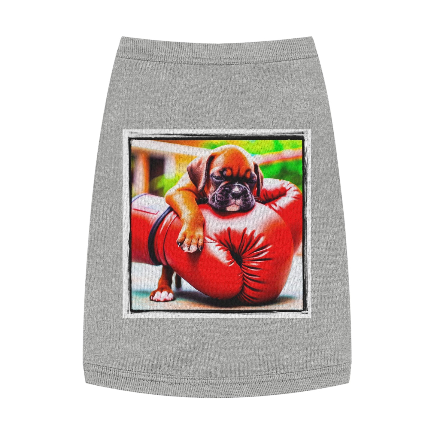 Pet Tank Top Boxer Puppy On Boxing Gloves Pets Printify M Heather 