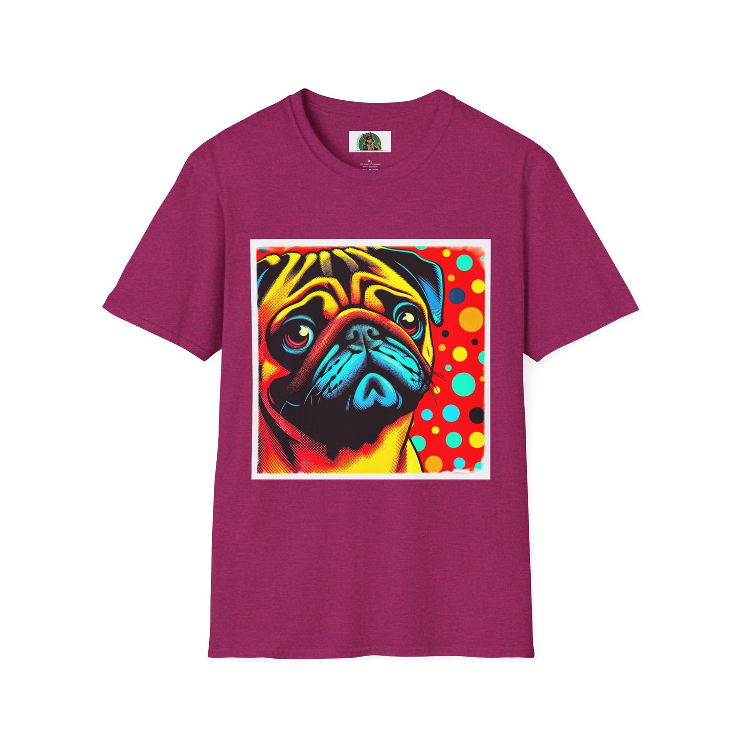 Pugs Pop Art T-Shirt T-Shirt Printify S Antique Heliconia