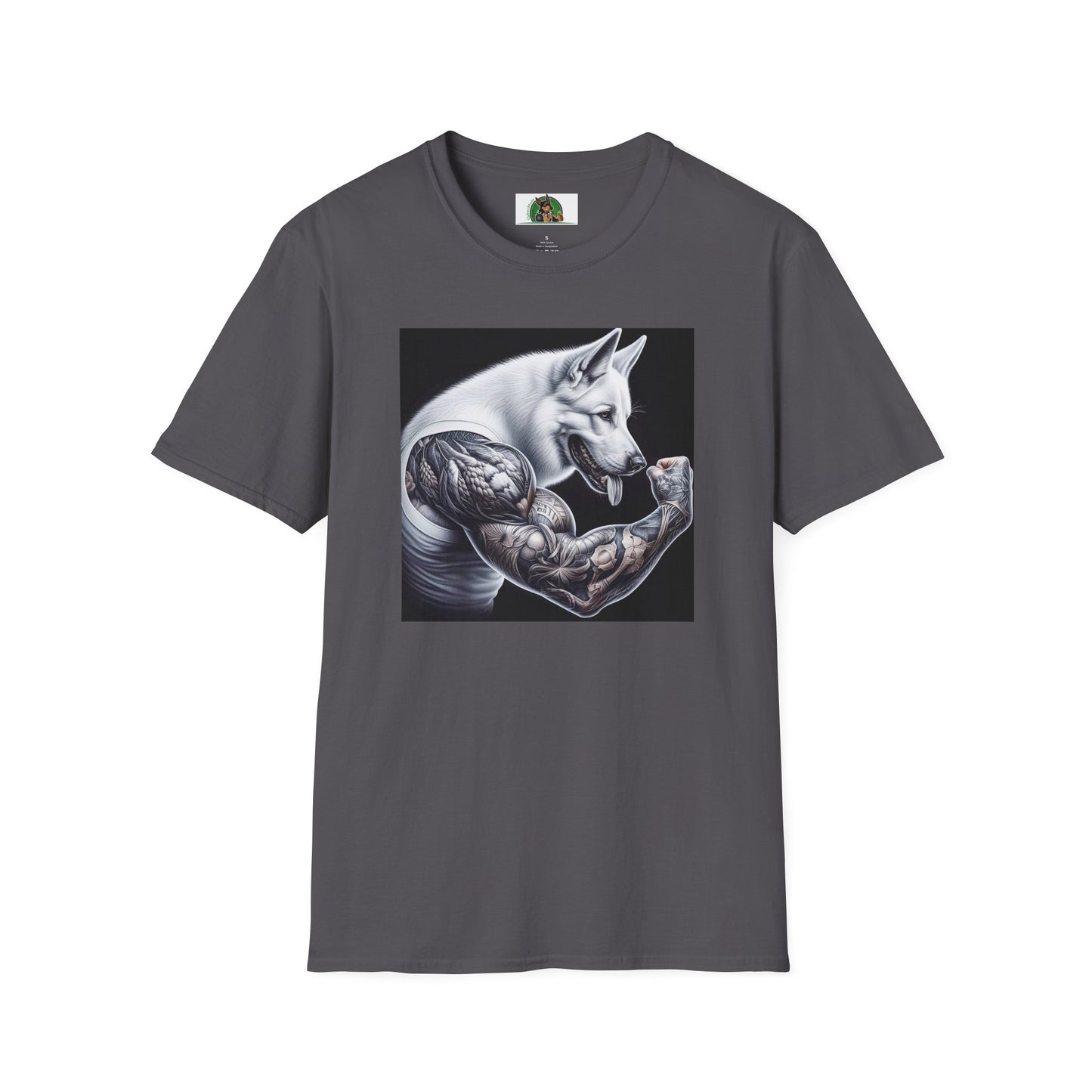 German Shepherd arm flexing shirt T-Shirt Printify Charcoal S