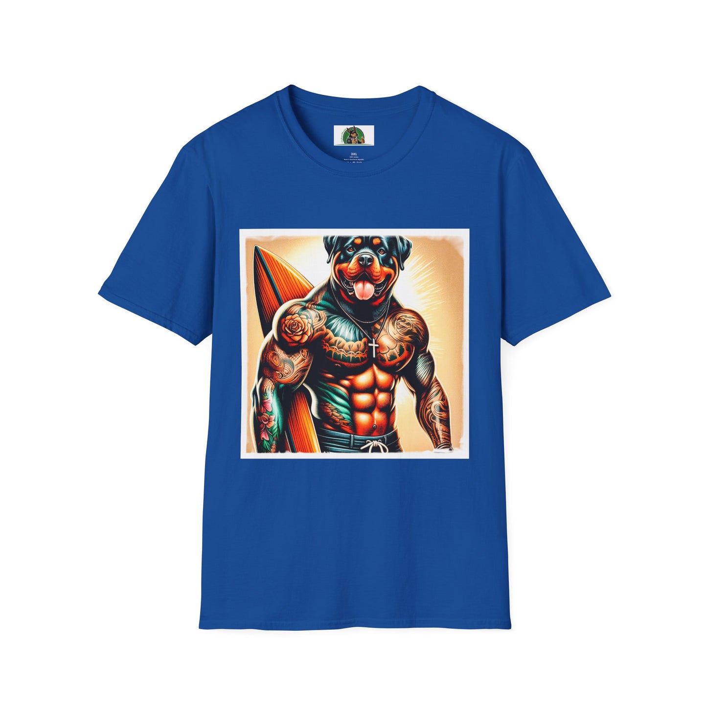 Rottweiler muscles surfer T-Shirt Printify XS Royal