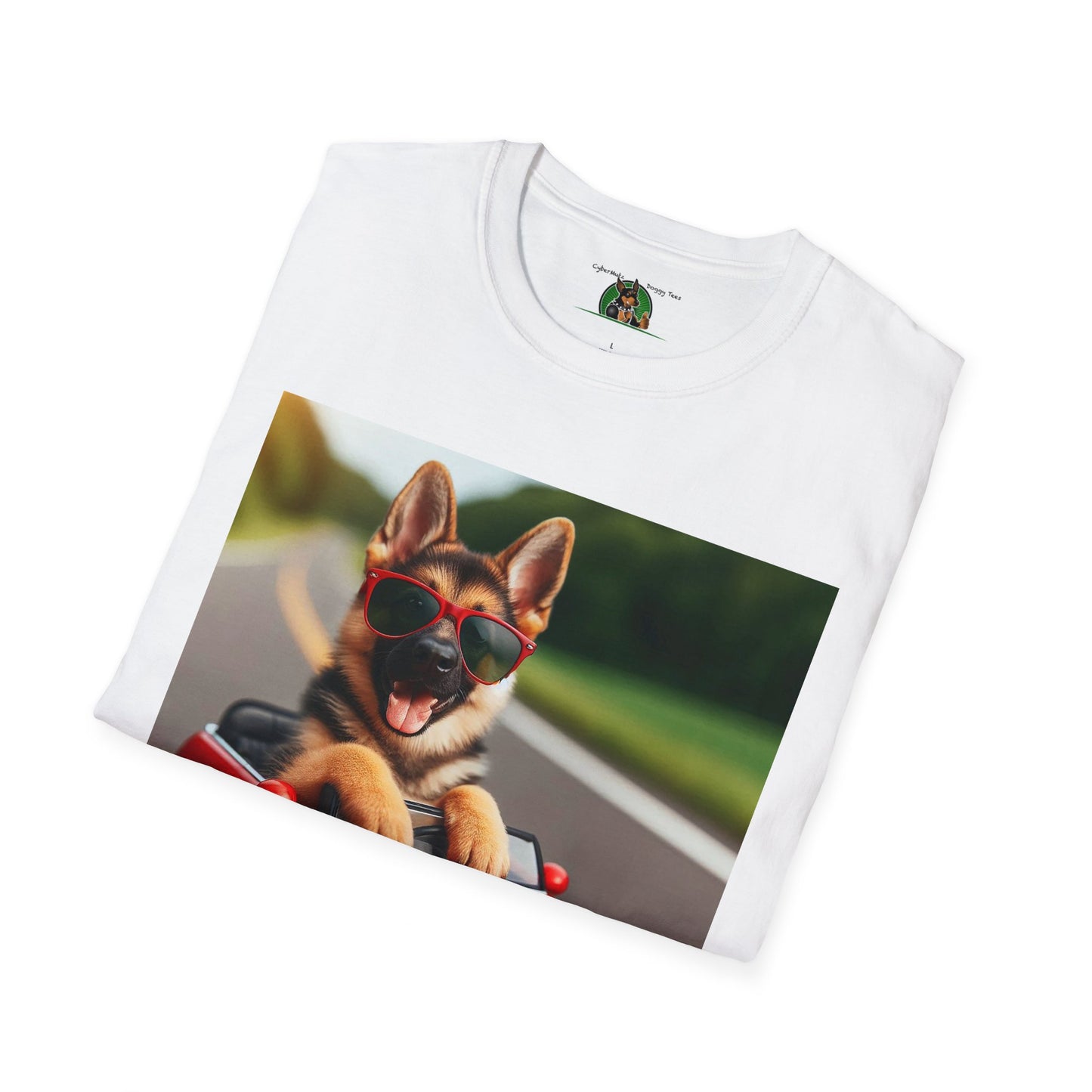 German Shepherd in a Wacky Little Car T-Shirt Printify   