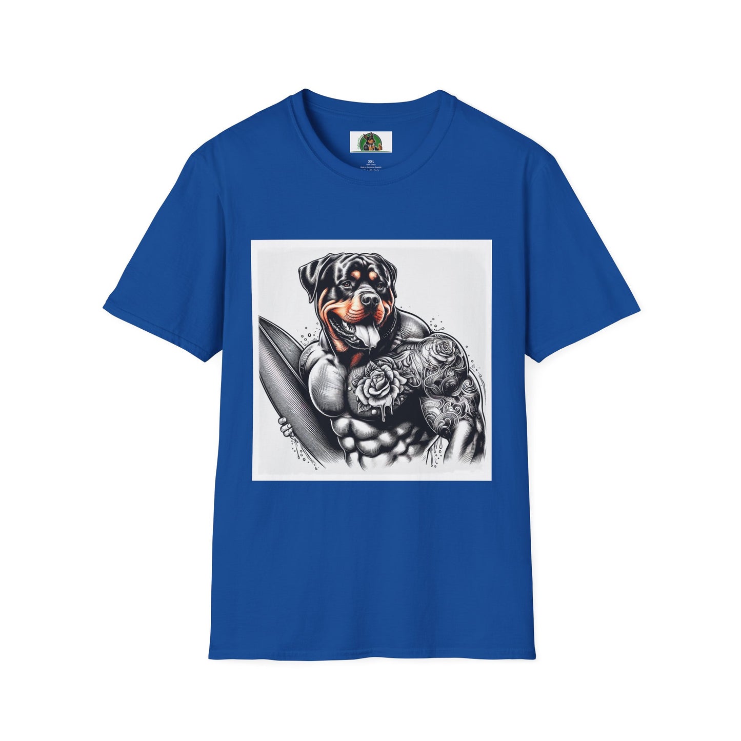 Rottweiler muscles surfer shirt T-Shirt Printify XS Royal