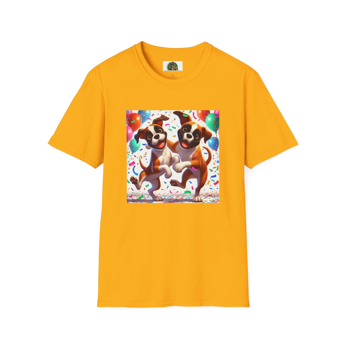 Boxer Dancing Dog T-Shirt - Fun and Playful Unisex Tee T-Shirt Printify S Gold