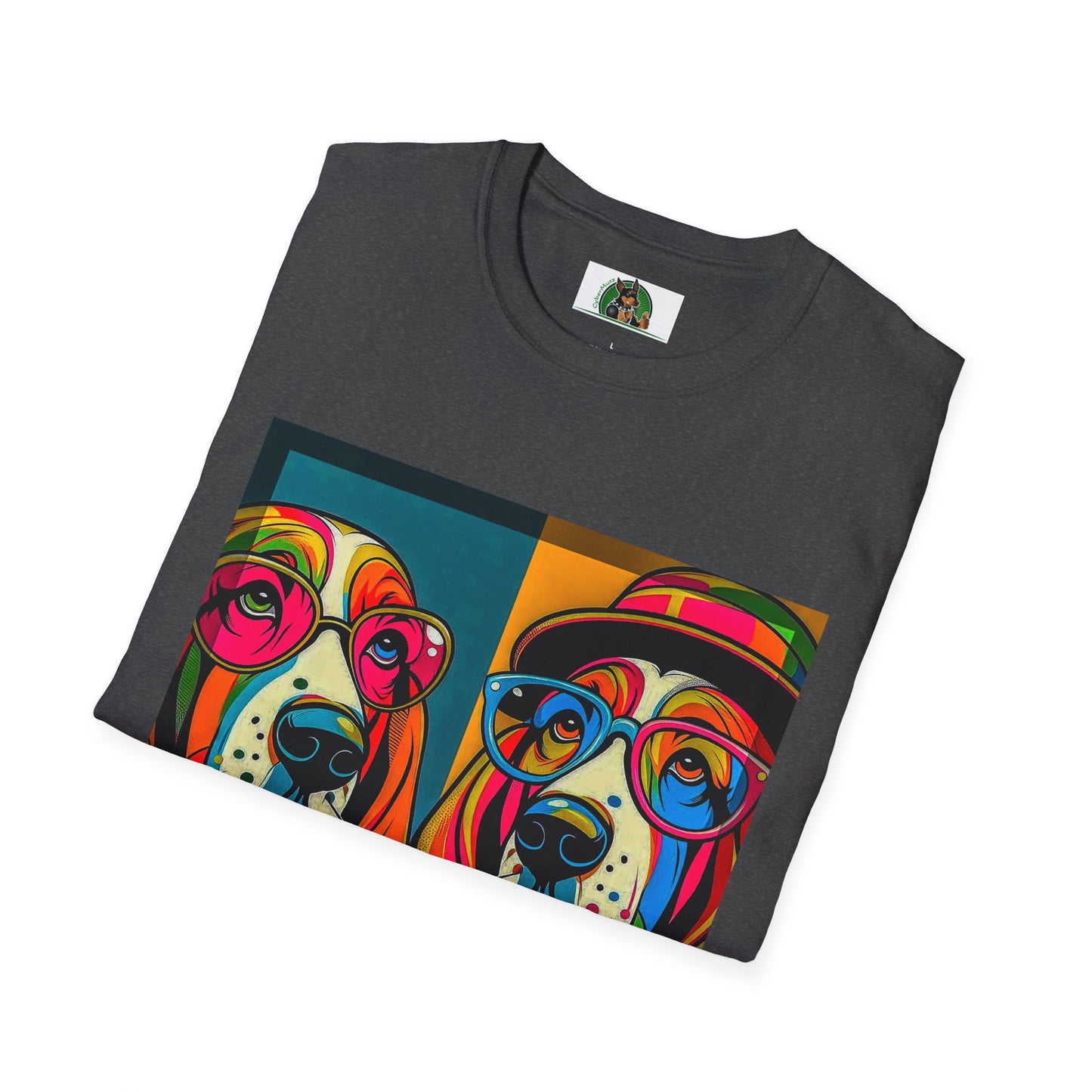 Basset Hound Couple Pop Art Pic T-Shirt Printify