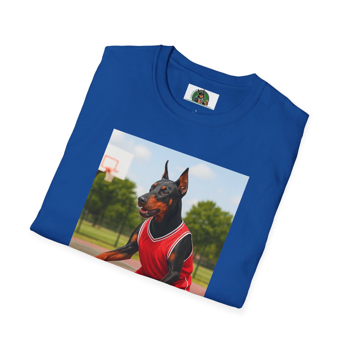 Basketball Doberman Sports T-Shirt T-Shirt Printify