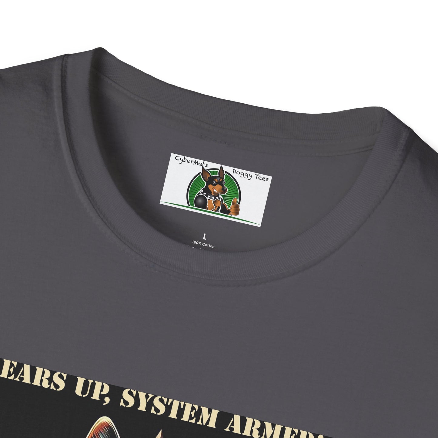 Mis·cel·la·ne·ous German Shepherd "Ears Up, System Armed" T-Shirt Printify   