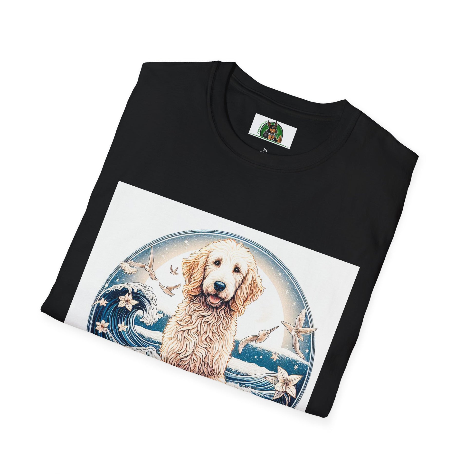 Golden Doodle flowery waves t shirt T-Shirt Printify