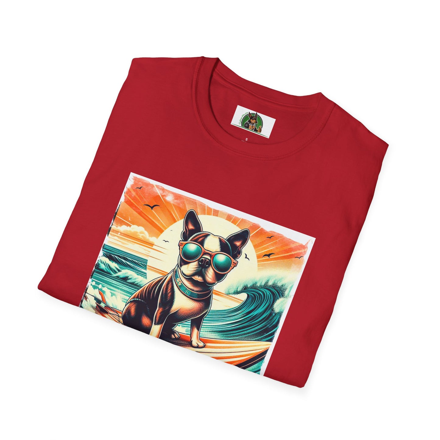 Boston Terrier Sunset Surfer Dog Shirt