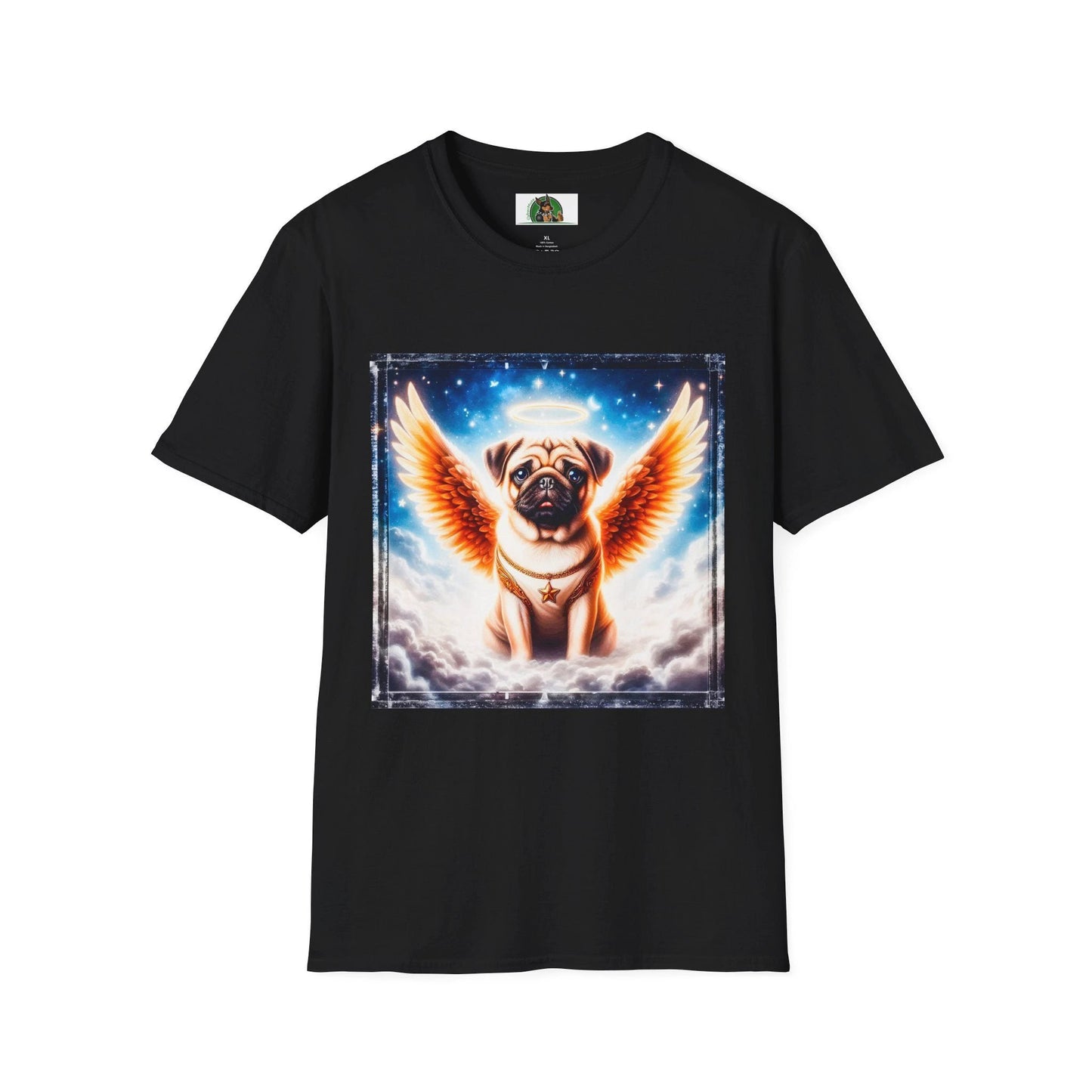Pug Angel T-Shirt T-Shirt Printify XS Black