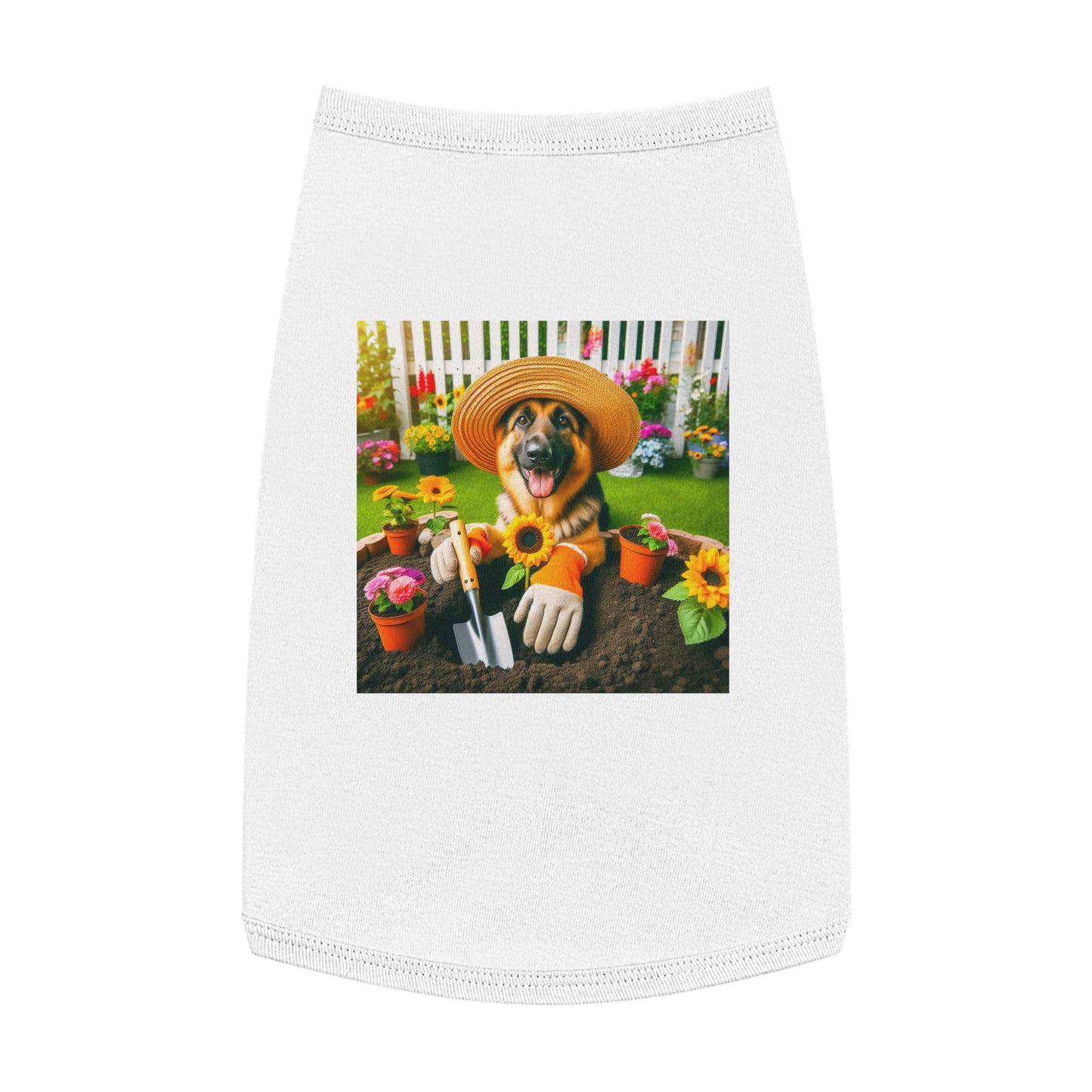 German Shepherd happy Gardner shirt Pets Printify L White