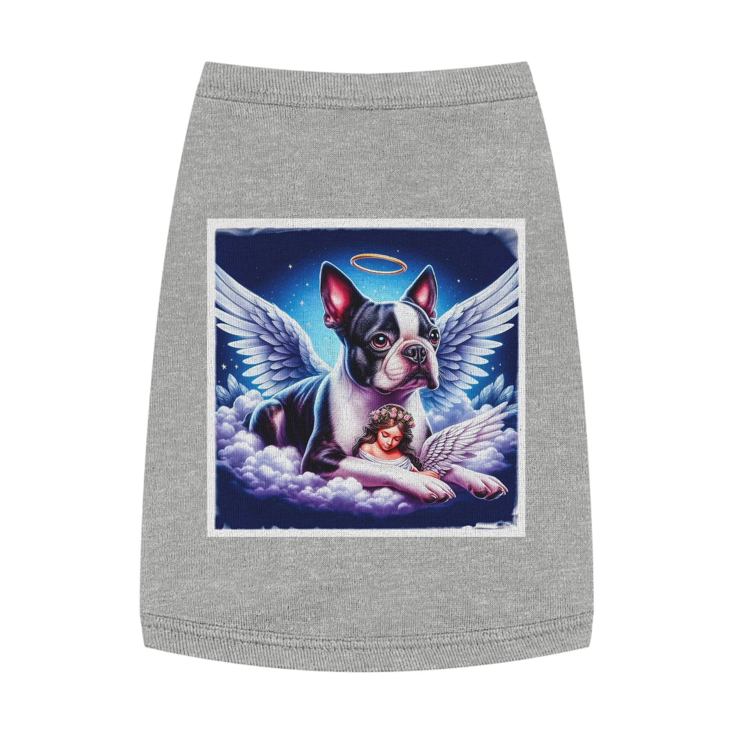 Pet Tank Top Boston Terrier Angel Dog Pets Printify M Heather 