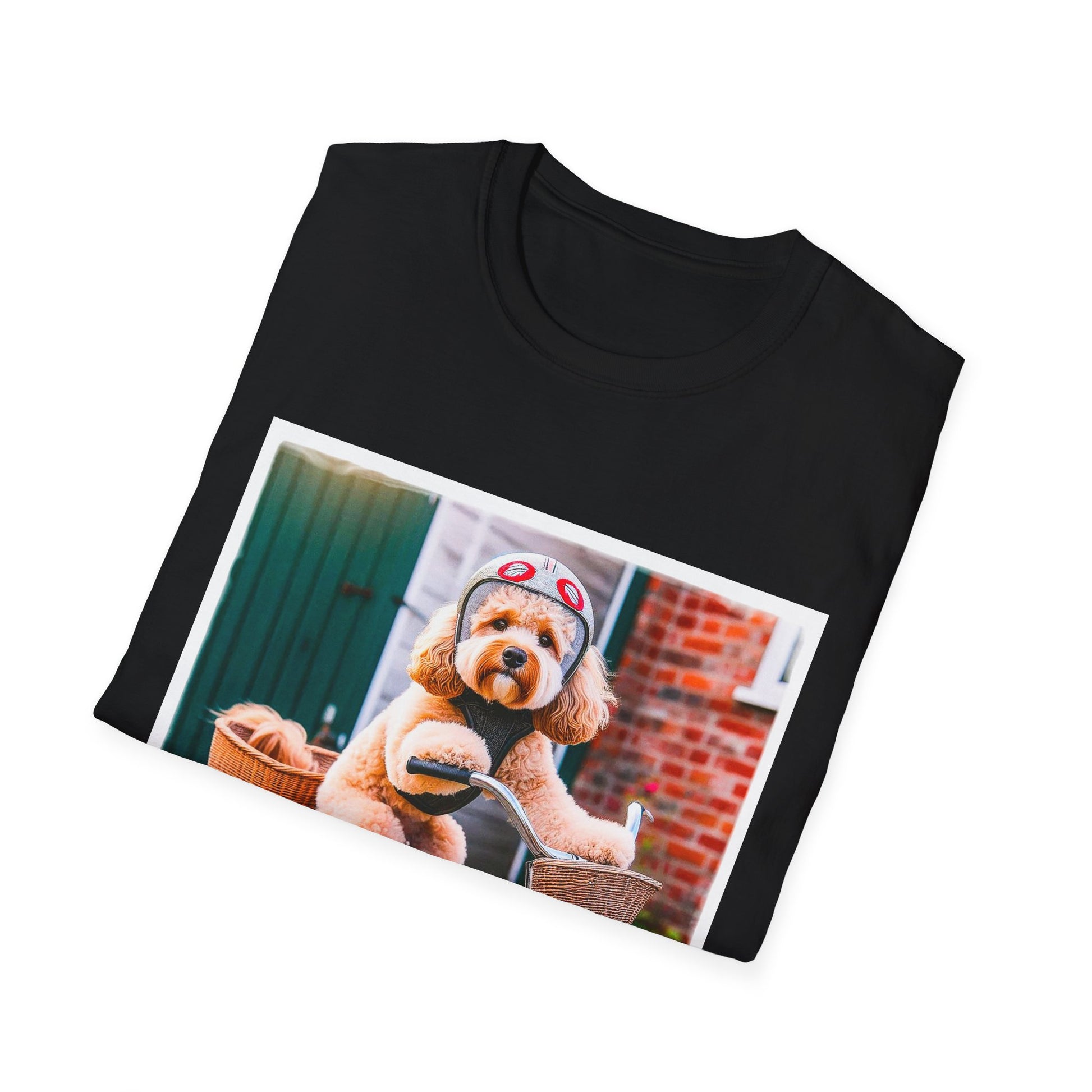 CockerPoo bike sitting t shirt T-Shirt Printify