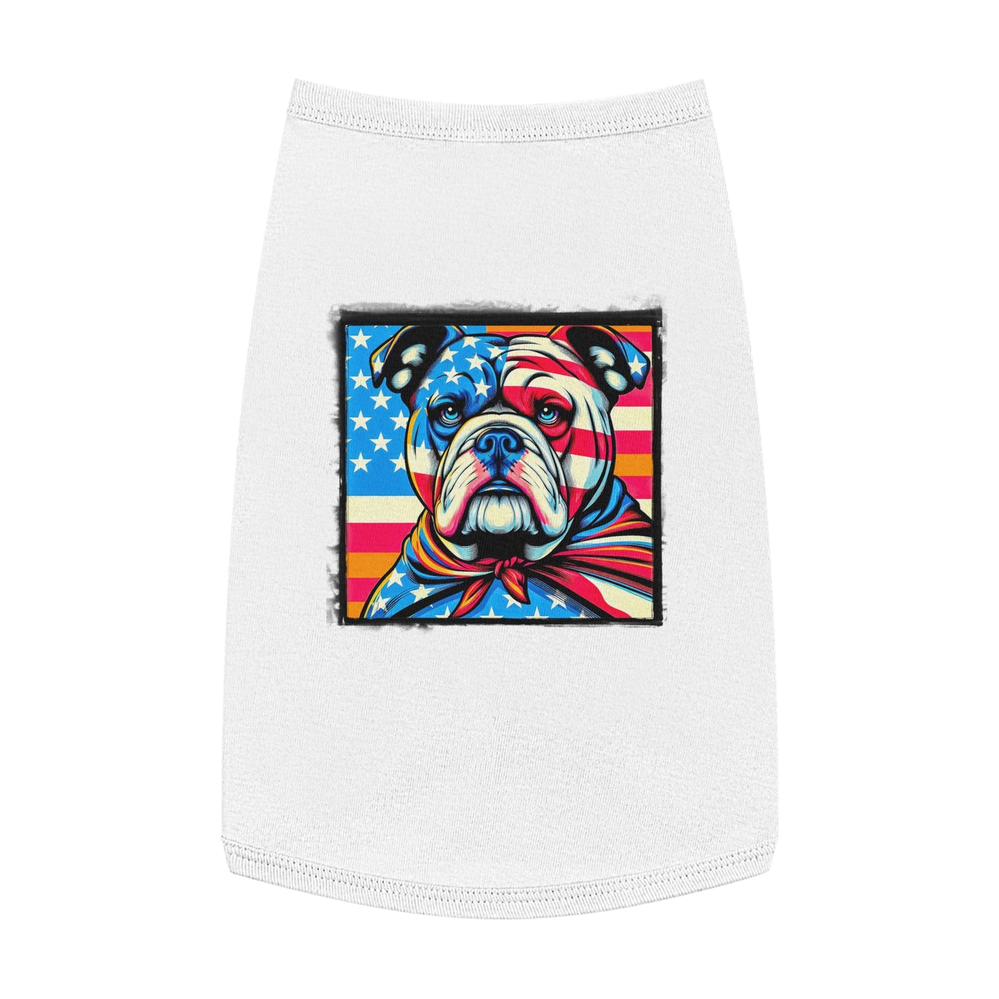 Pet Tank Top Bulldog american flag t shirt Pets Printify L White