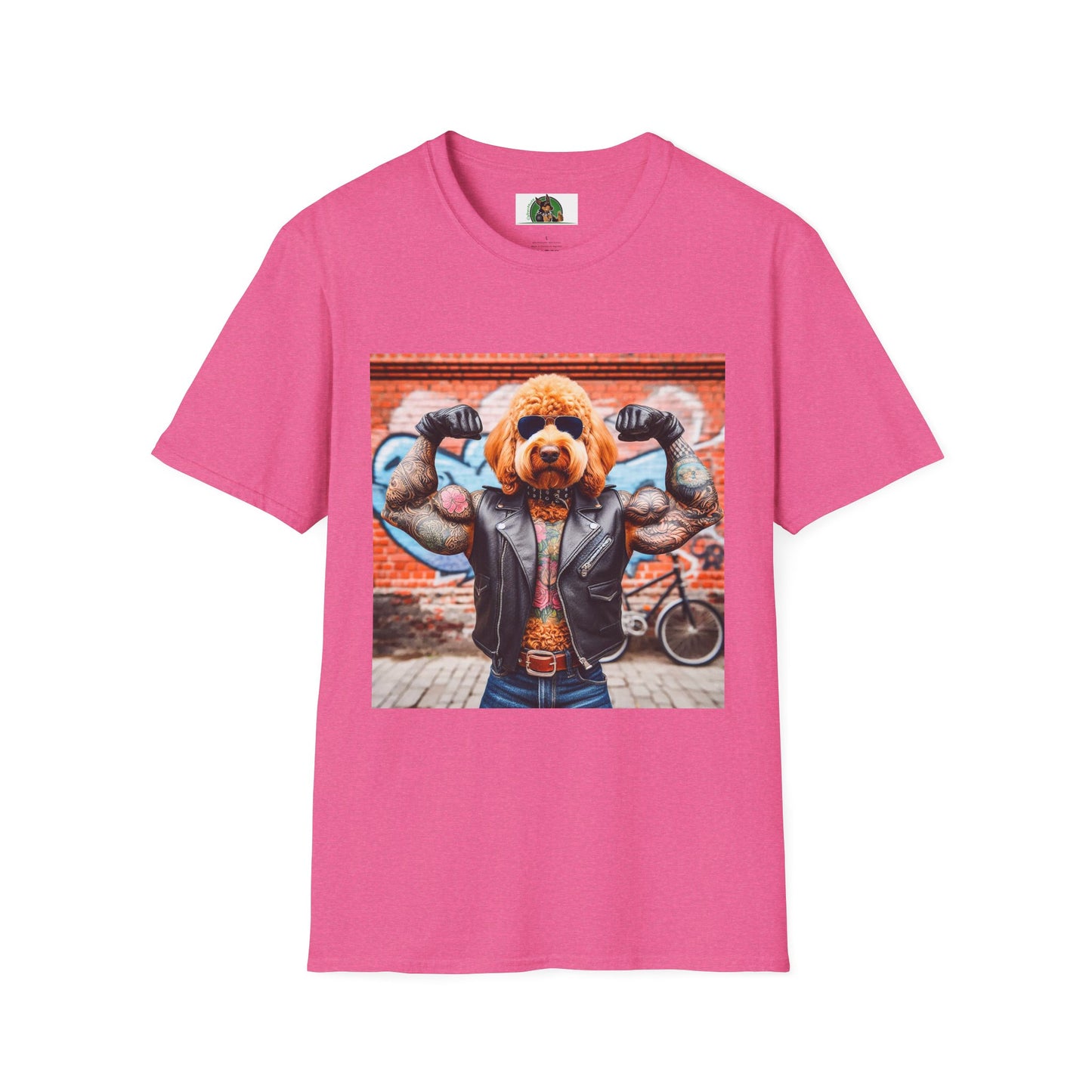 Golden Doodle muscles man t shirt T-Shirt Printify S Heather Heliconia