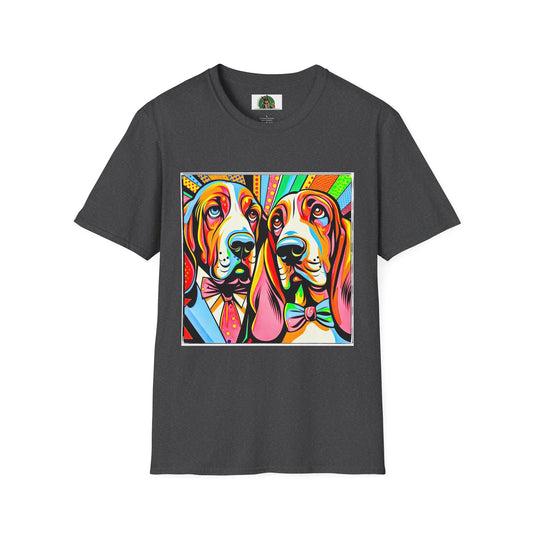 Basset Hound Boys Pop Art Pic T-Shirt Printify XS Dark Heather
