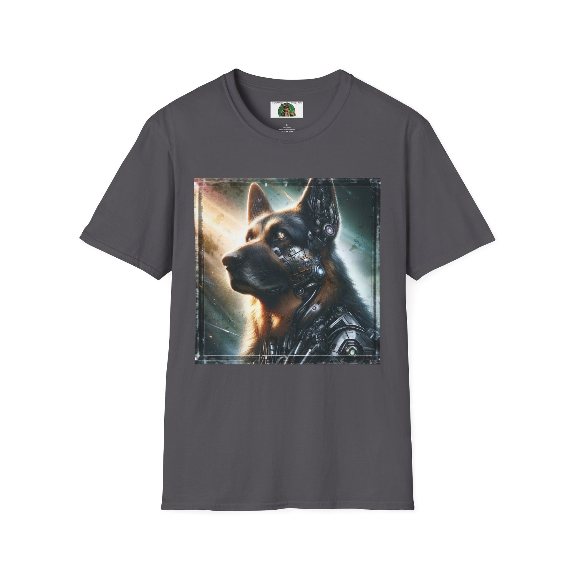 German Shepherd Robotic Dog  Unisex Softstyle T-Shirt T-Shirt Printify S Charcoal 