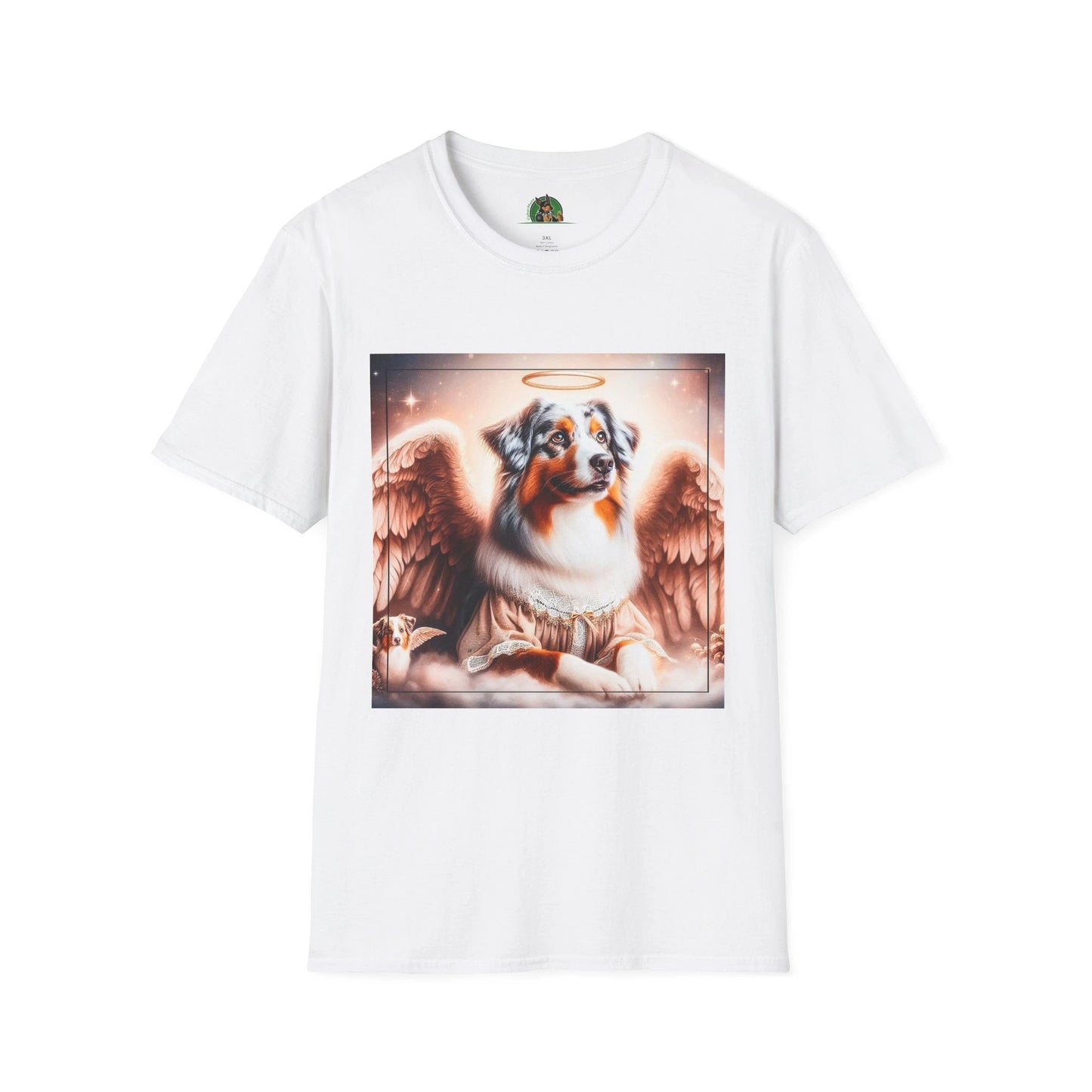 Australian Shepherd Mother And Puppy Angels T Shirt Celebrating The Bond Between Mom And Litter T-Shirt Printify XS White