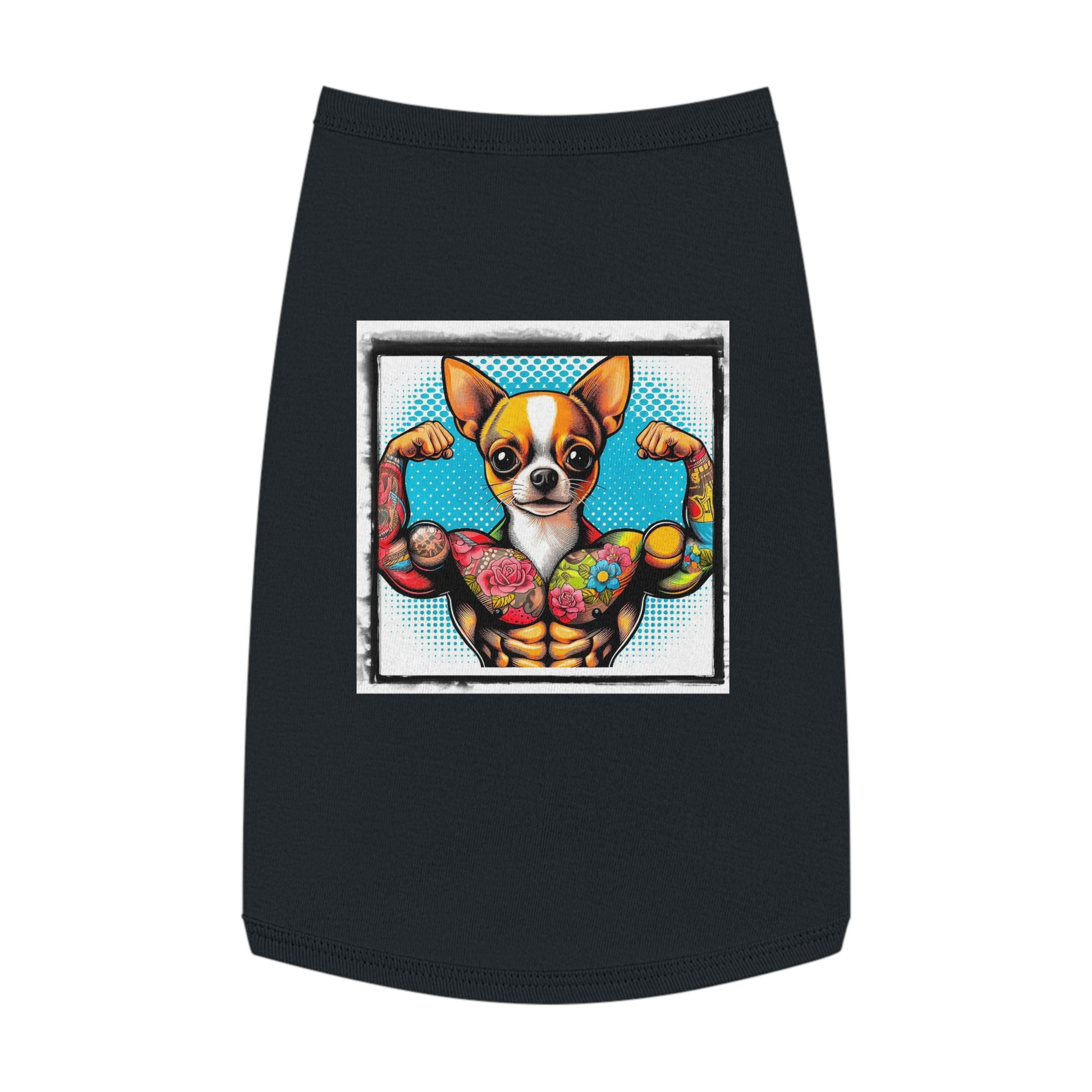 Pet Tank Top Chihuahua flexing t shirt Pets Printify