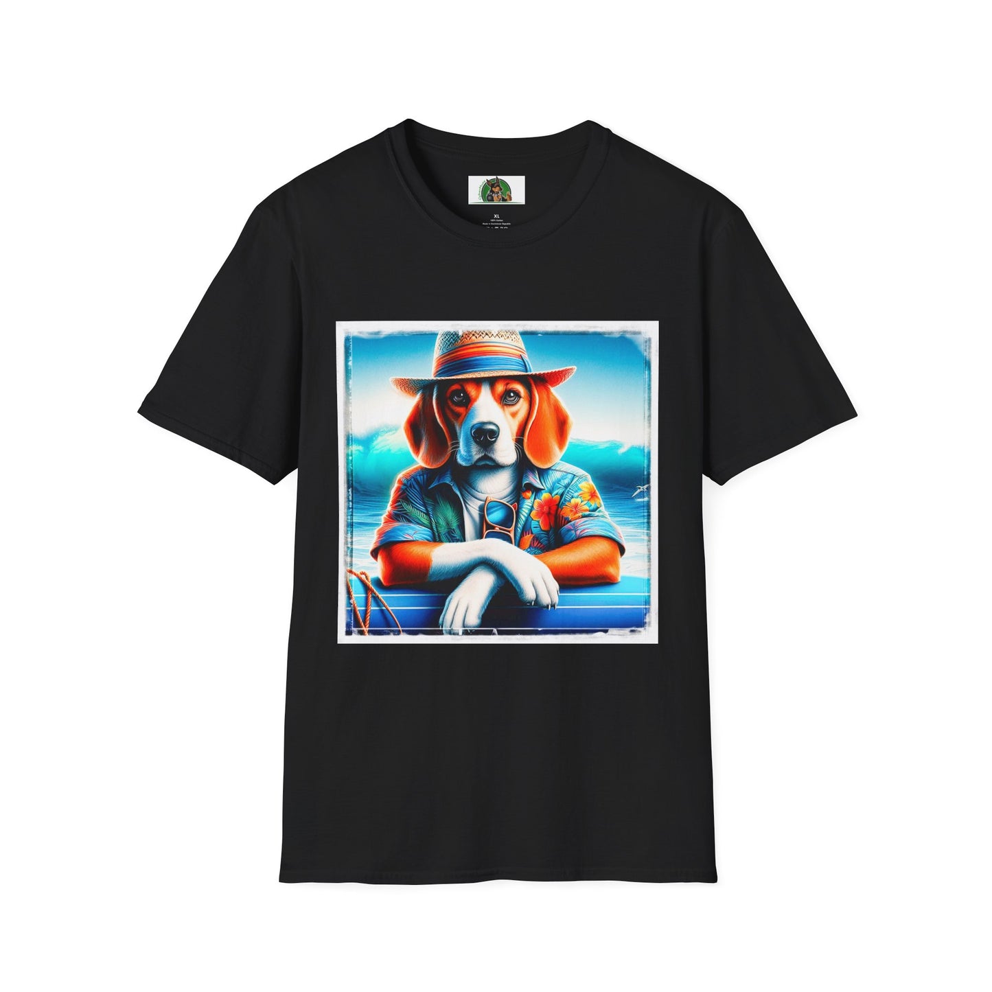 Beagle Wearing Summer Shirt And Hat T-Shirt Printify XS Black 