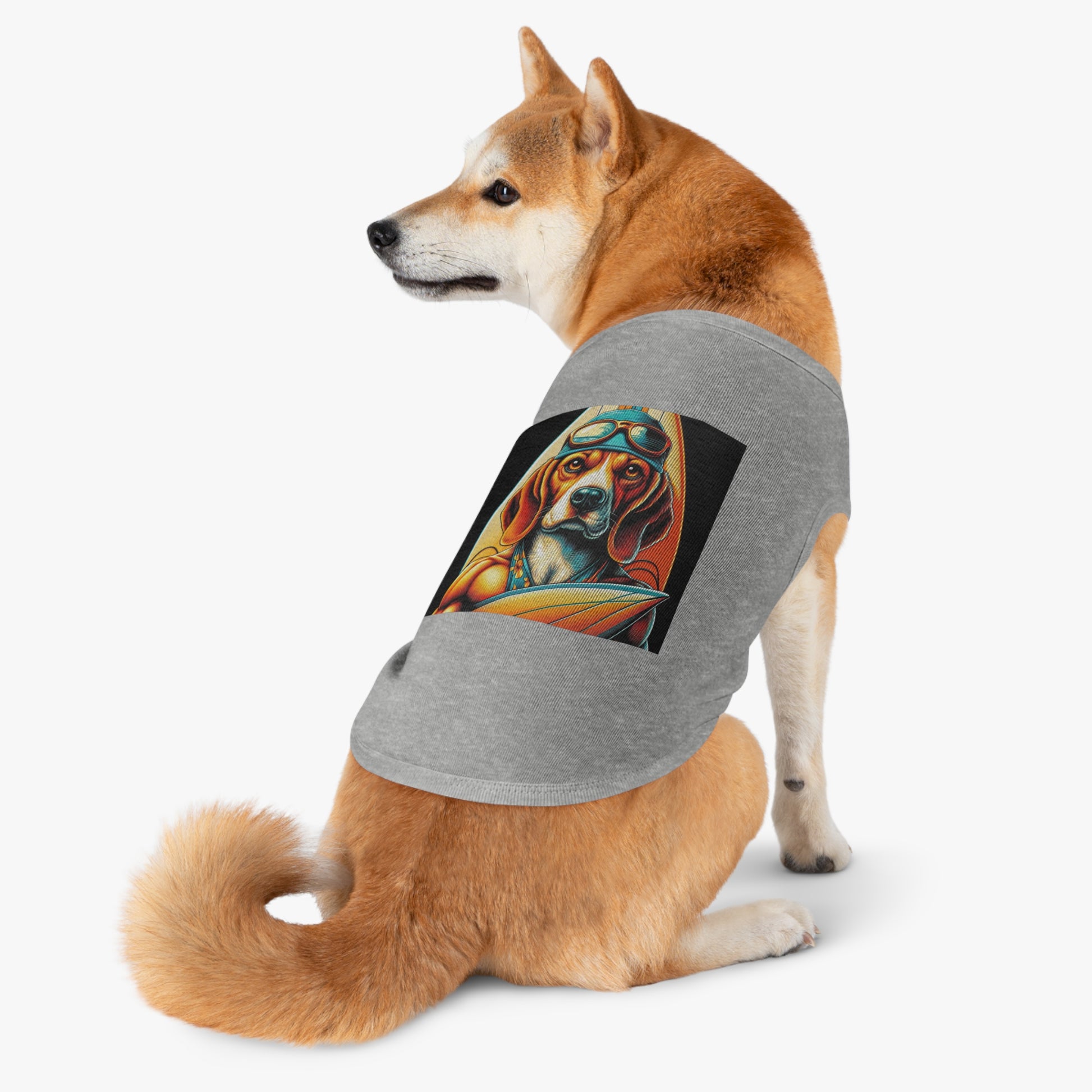 Pet Tank Top Beagle Surfer Dog Pets Printify   