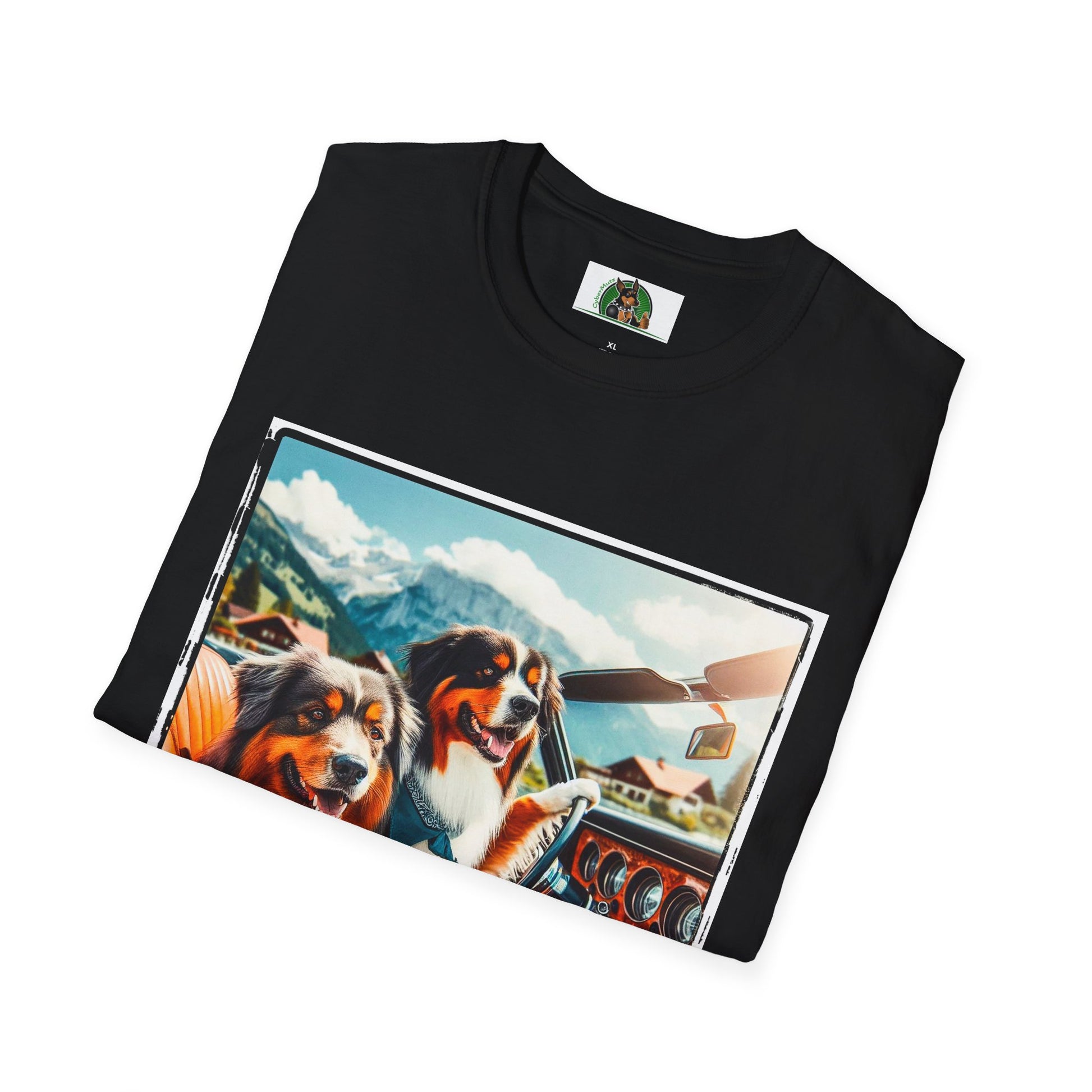 Australian Shepherd Dogs In Car T-Shirt Printify