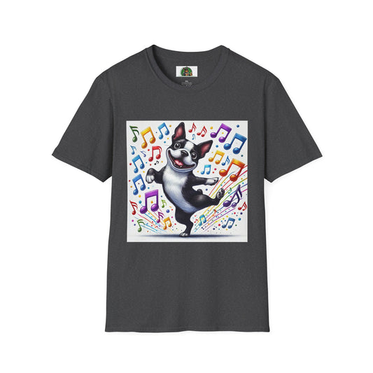 Boston Terrier Dancing Dog T-Shirt T-Shirt Printify XS Dark Heather