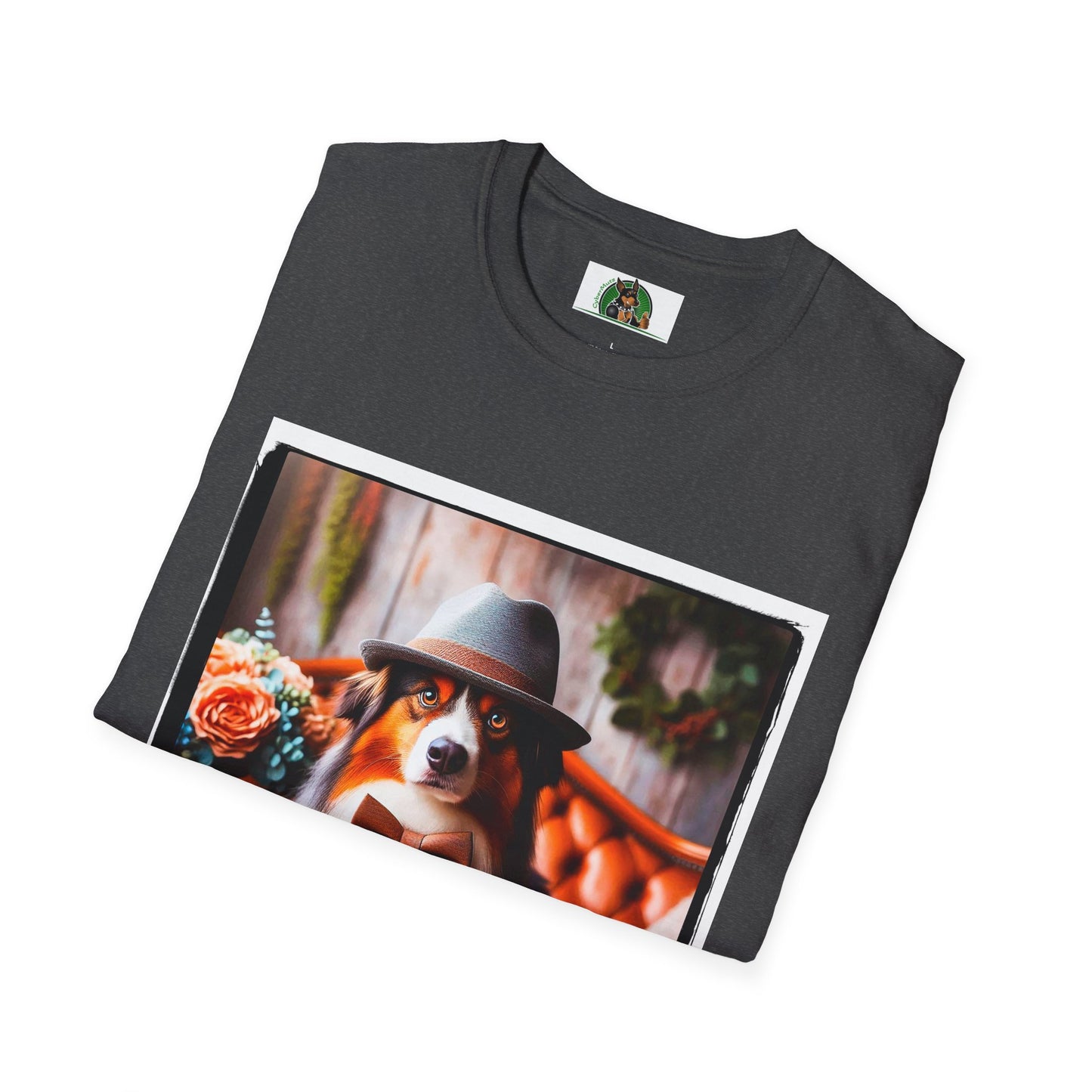 Australian Shepherd With Fedora Hat T-Shirt Printify