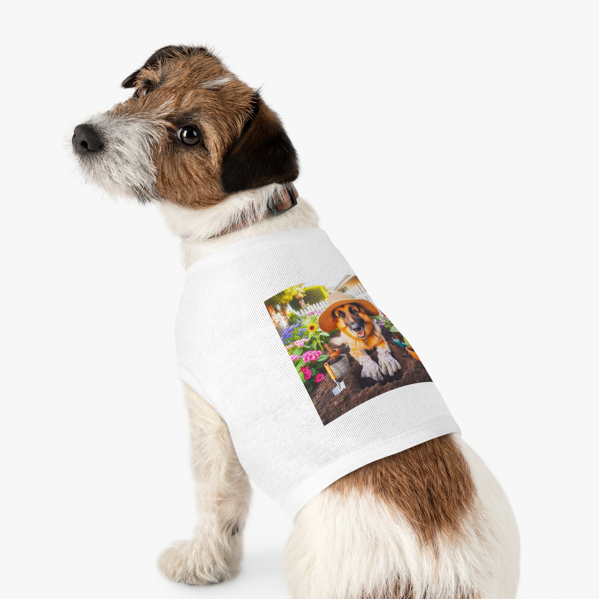 German Shepherd planting flowers shirt Pets Printify
