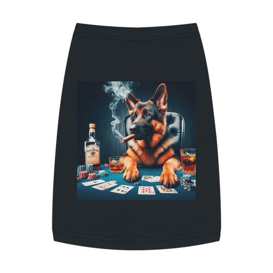 German Shepherd poker player shirt Pets Printify M Black