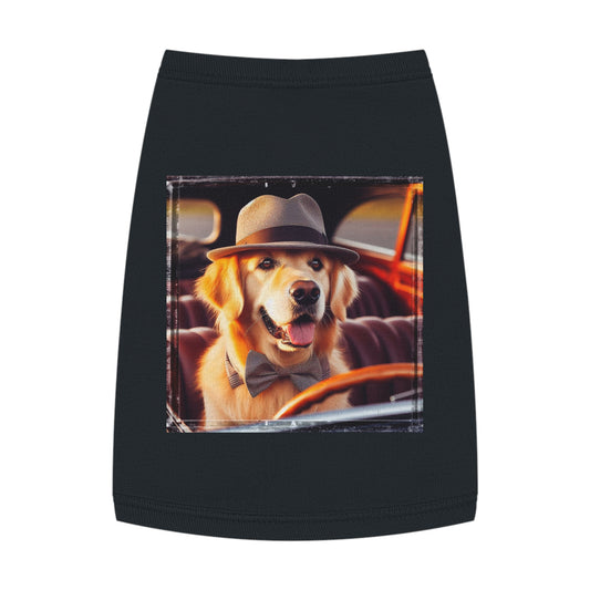 Golden Retriever tank top car driving Pets Printify M Black