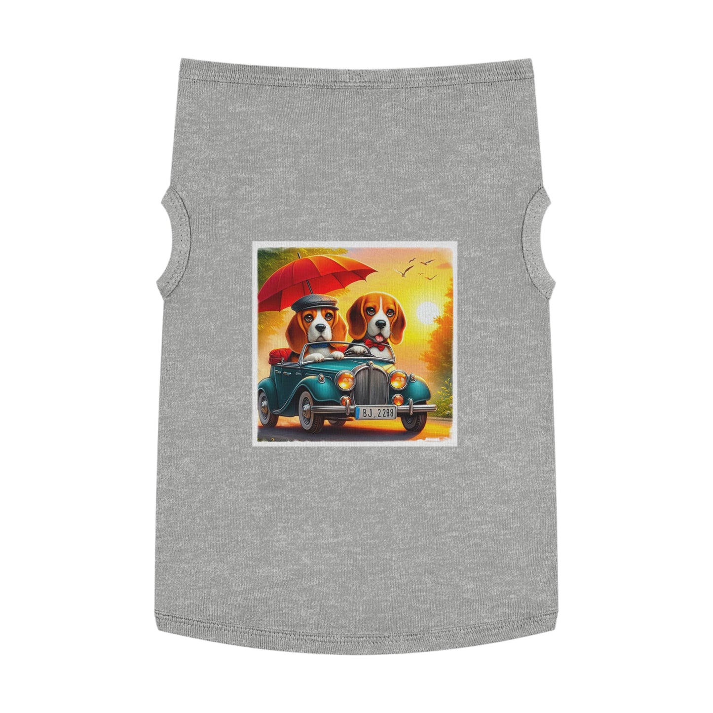 Pet Tank Top Wacky Beagle Dogs In Tiny Car Pets Printify XL Heather 