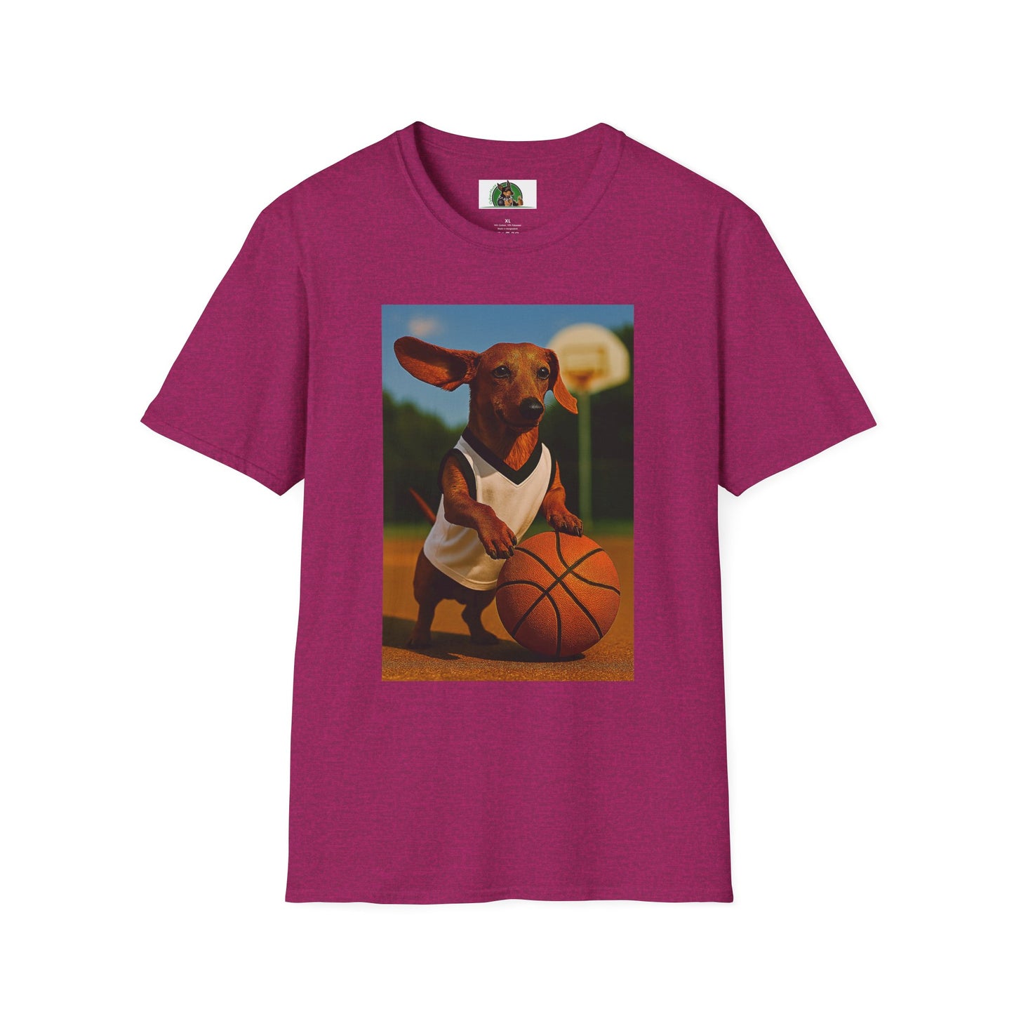 Sports Dachshund Basketball T-Shirt T-Shirt Printify Antique Heliconia S