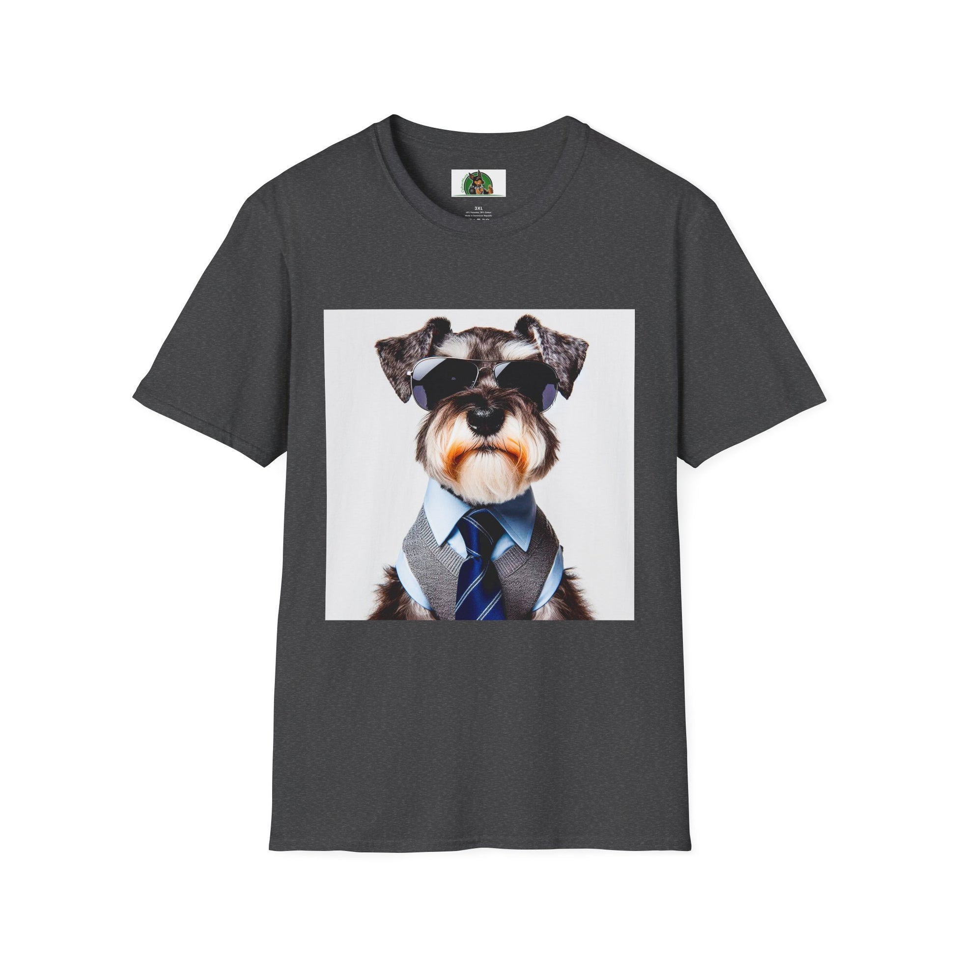 Schnauzer T-Shirt with Miniature Schnauzer Design T-Shirt Printify XS Dark Heather 