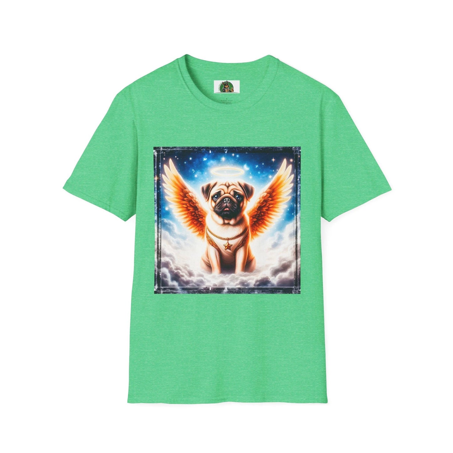 Pug Angel T-Shirt T-Shirt Printify S Heather Irish Green