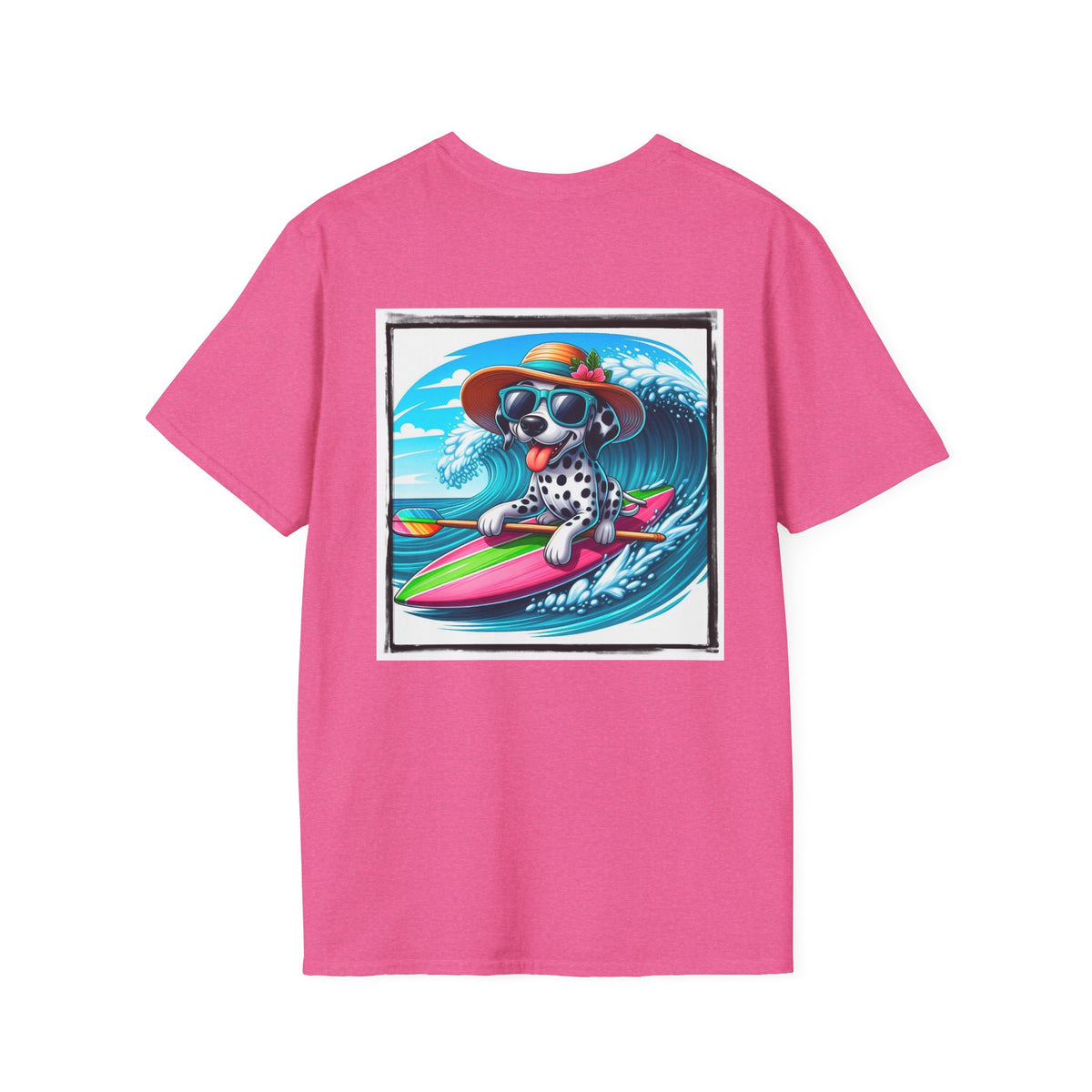 Dalmatian surf day t shirt Back Design