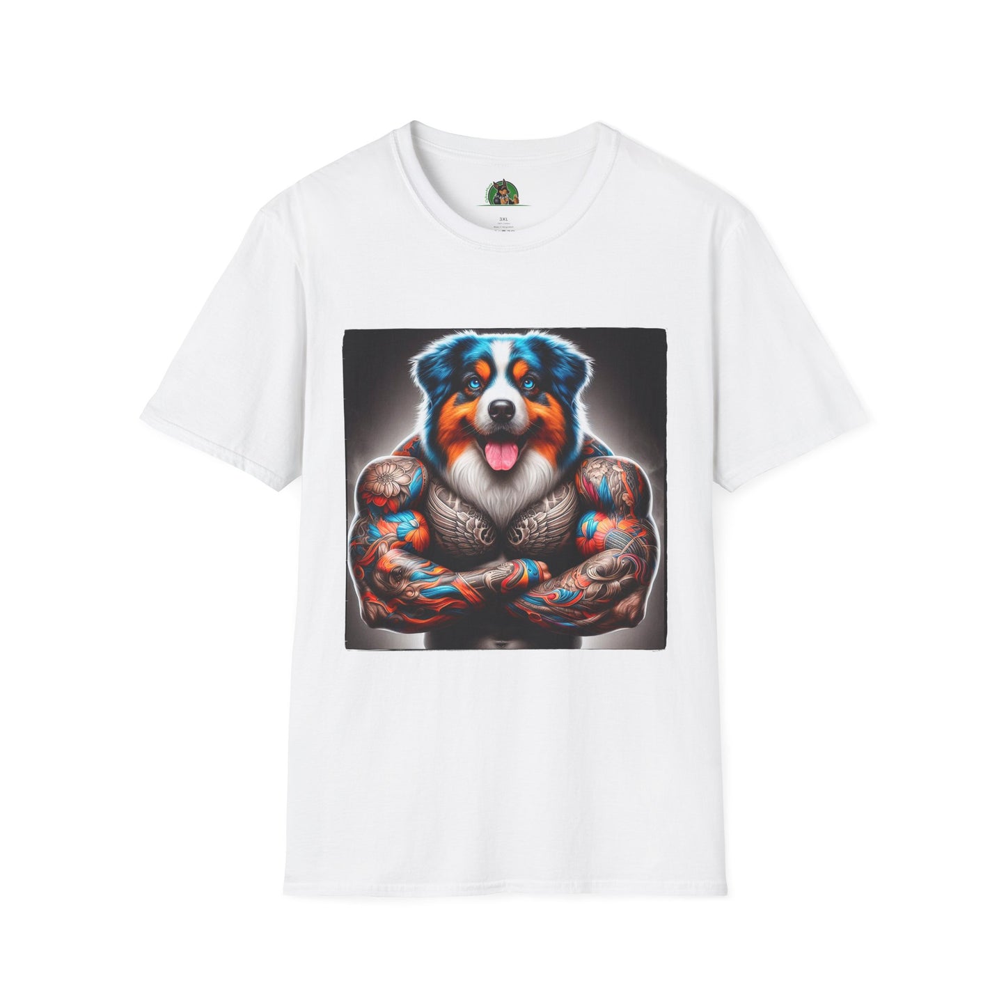 Australian Shepherd Bright Tattoo Buff Dog T-Shirt Printify XS White