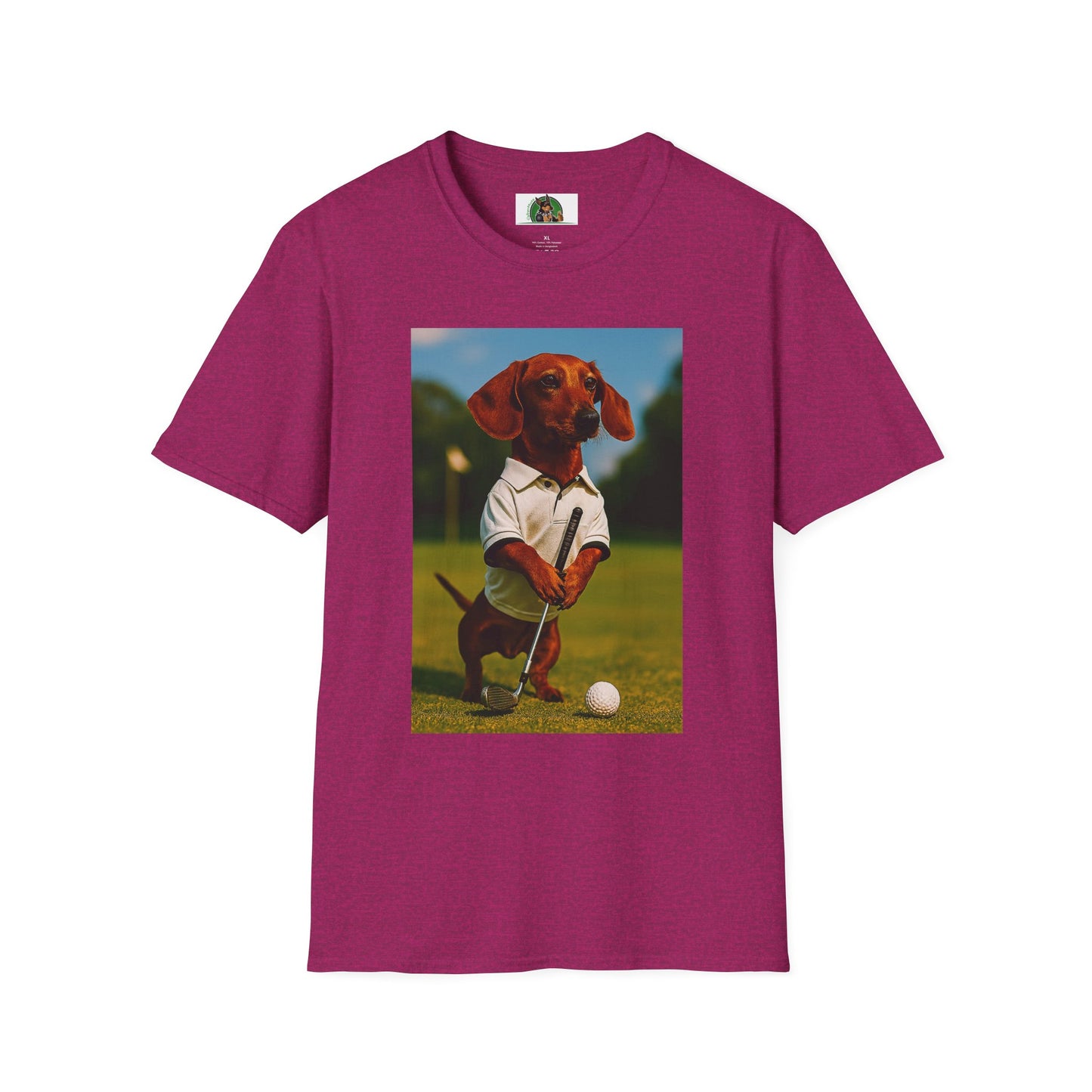 Sports Dachshund Golf T-Shirt T-Shirt Printify Antique Heliconia S