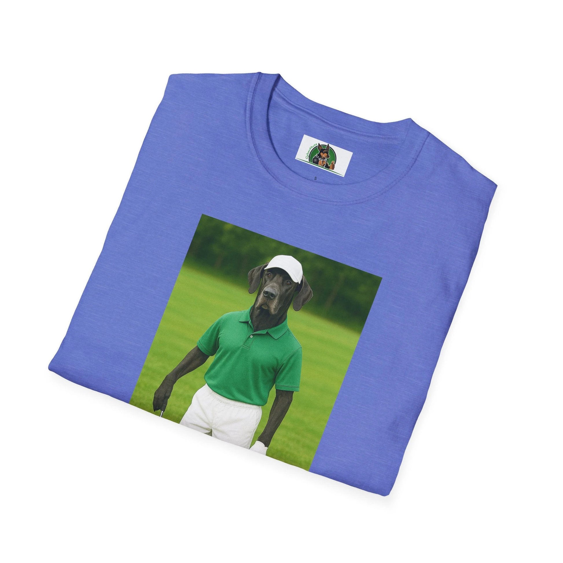 Great Dane Golf T-Shirt — Playing Golf Sports Dog Tee by Printify