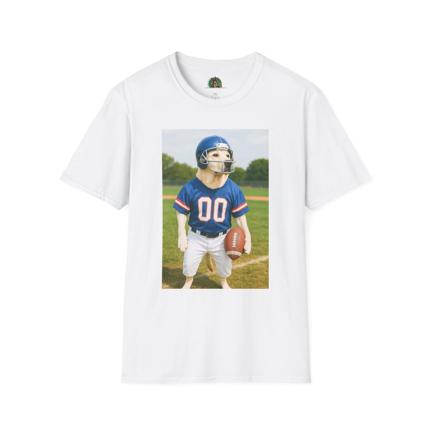 Labrador Retriever Football T-Shirt — Sports Dog Tee for Dog Lovers T-Shirt Printify White S