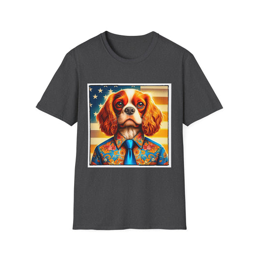 Cavalier King Charles Spaniel Shirt And Tie Dog TShirt T-Shirt Printify XS Dark Heather