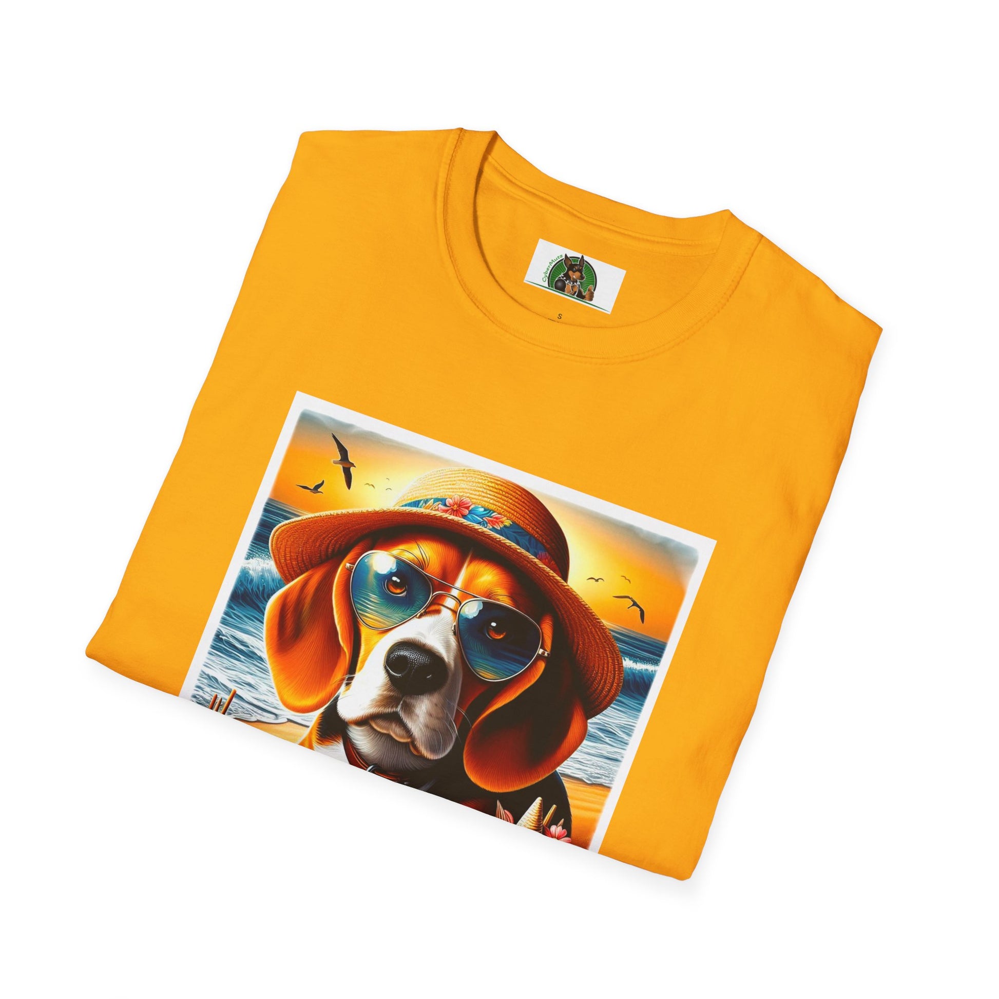 Beagle Wearing Sun Hat At The Beach T-Shirt Printify   