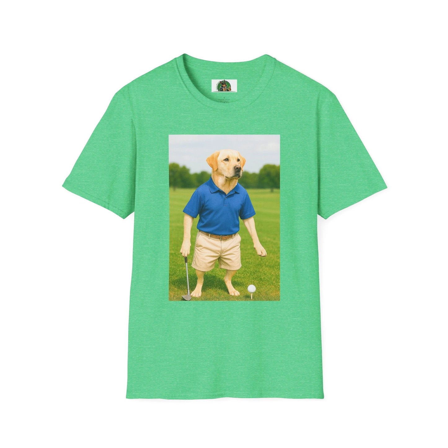 Labrador Retriever Golf T-Shirt — Sports Dog Tee for Dog Lovers T-Shirt Printify Heather Irish Green S
