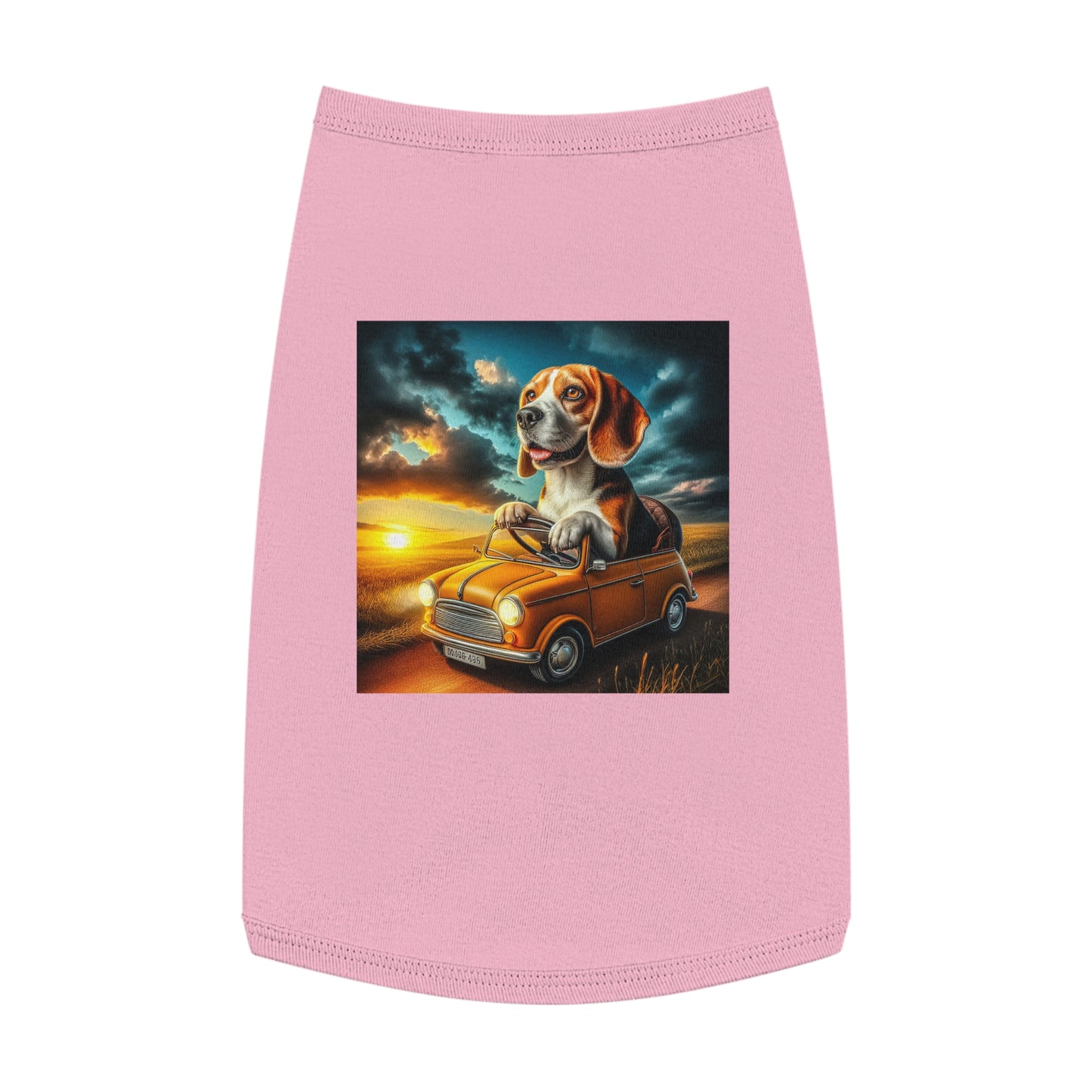 Pet Tank Top Wacky Beagle In Tiny Car Pets Printify   