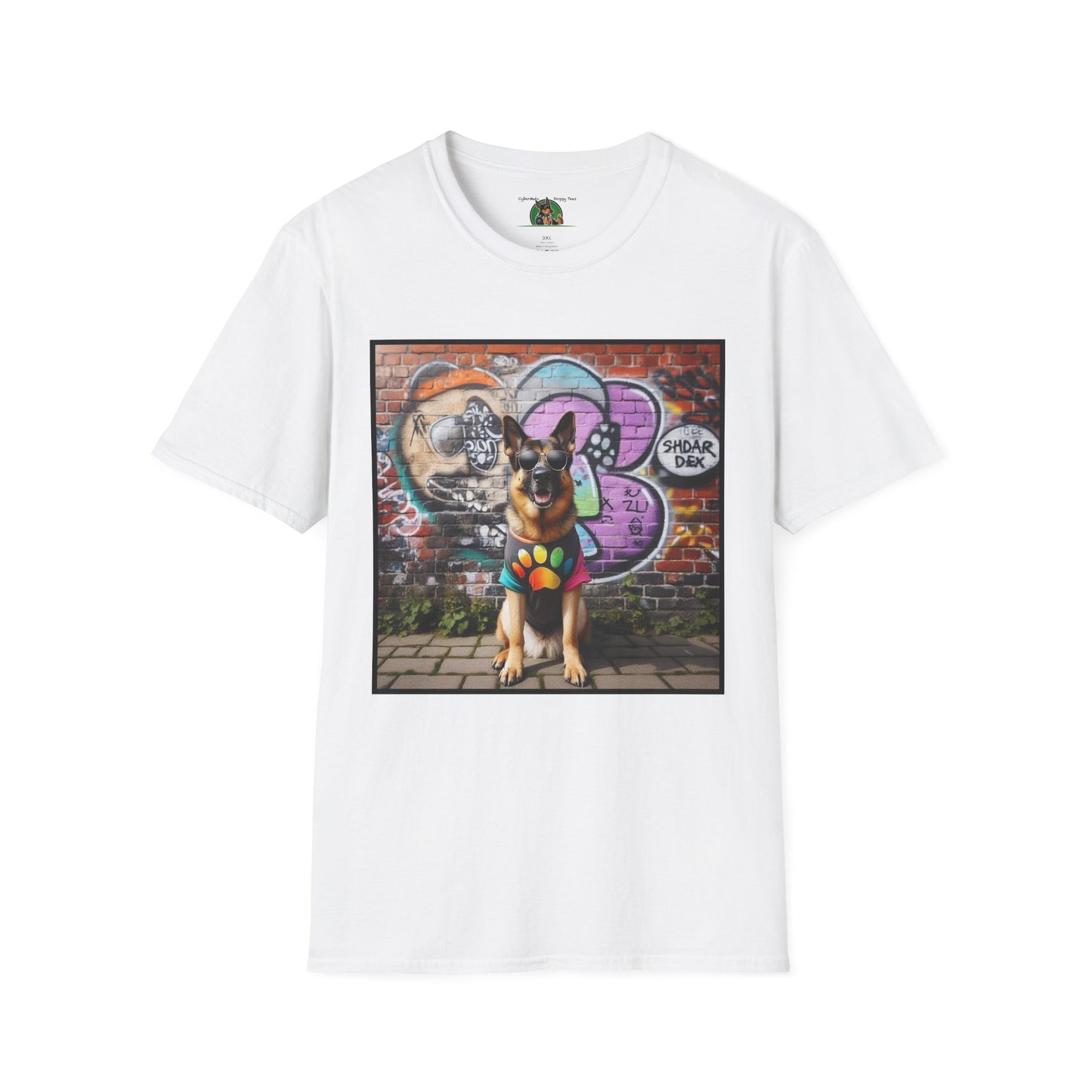 German Shepherd Dog Chillin Unisex Softstyle T-Shirt T-Shirt Printify S White