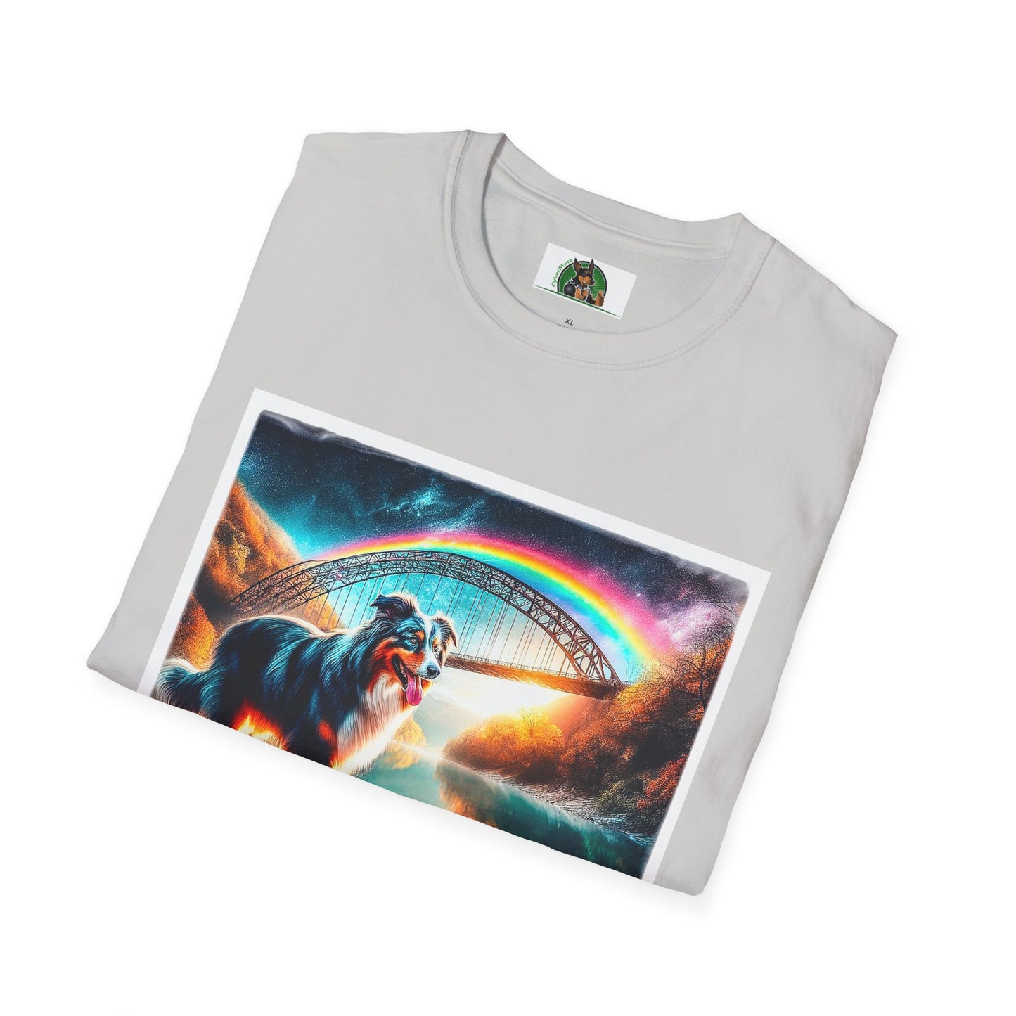 Australian Shepherd Rainbow Bridge At Night T-Shirt Printify   