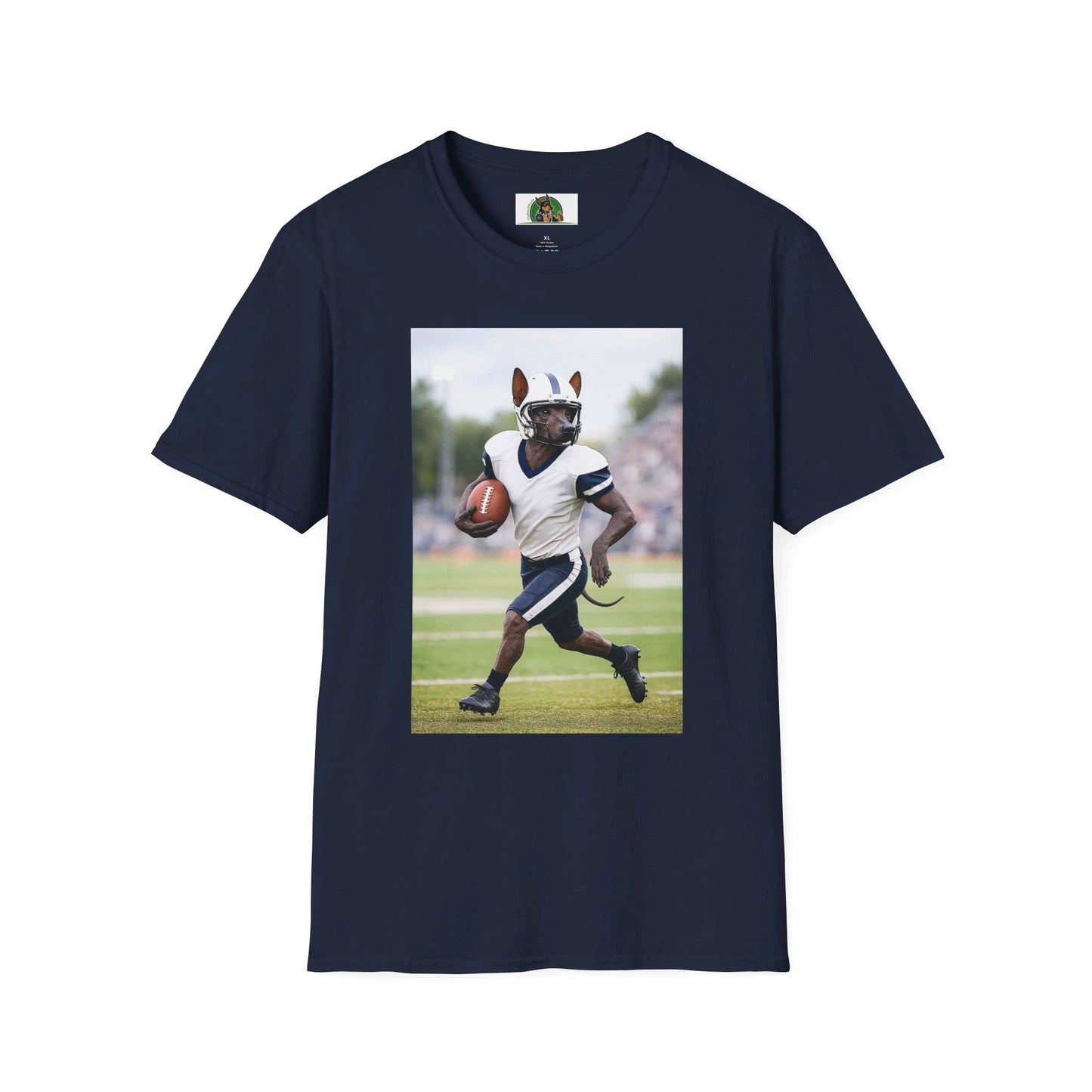 Mexican Hairless Dog Football T-Shirt — Dog Lover Sports Tee T-Shirt Printify Navy S