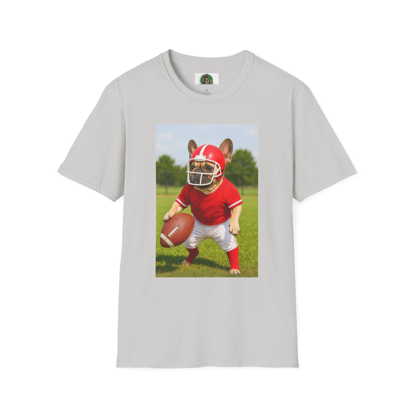 Sports Football French Bulldog T-Shirt T-Shirt Printify Ice Grey S